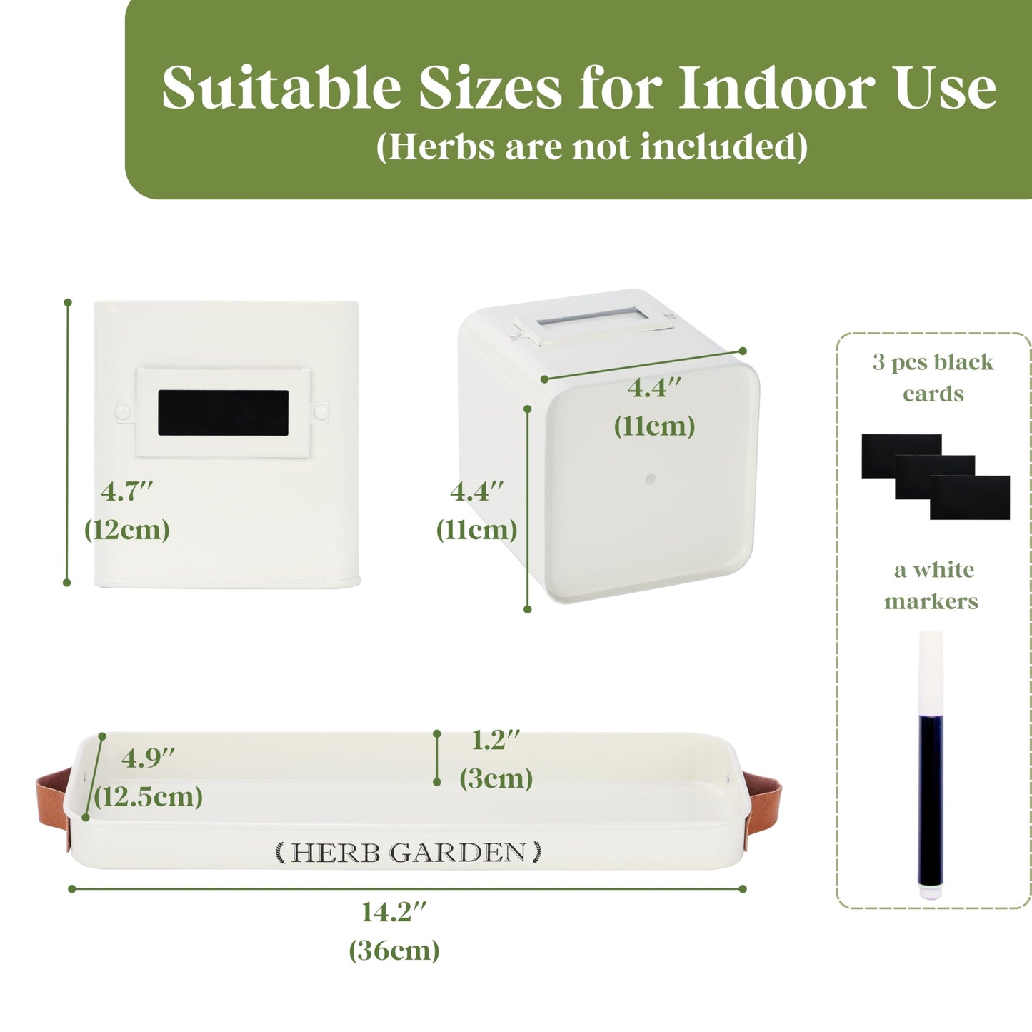 Perfnique Indoor Herb Garden, Herb Planter Set with Tray, Farmhouse Indoor Plant Pots, Windowsill Herb Garden with Drainage(Planter only) for Indoor/Outdoor, Window Pots (White)