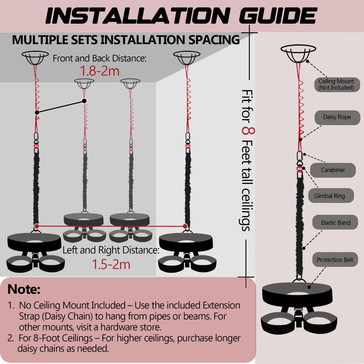 Heavy Duty Bungee Fitness Set – Professional 4D Bungee Resistance Band for Home Gym, Yoga, Pilates & Air Dance – Adjustable Harness with 360° Rotational Device – Includes Workout Guide