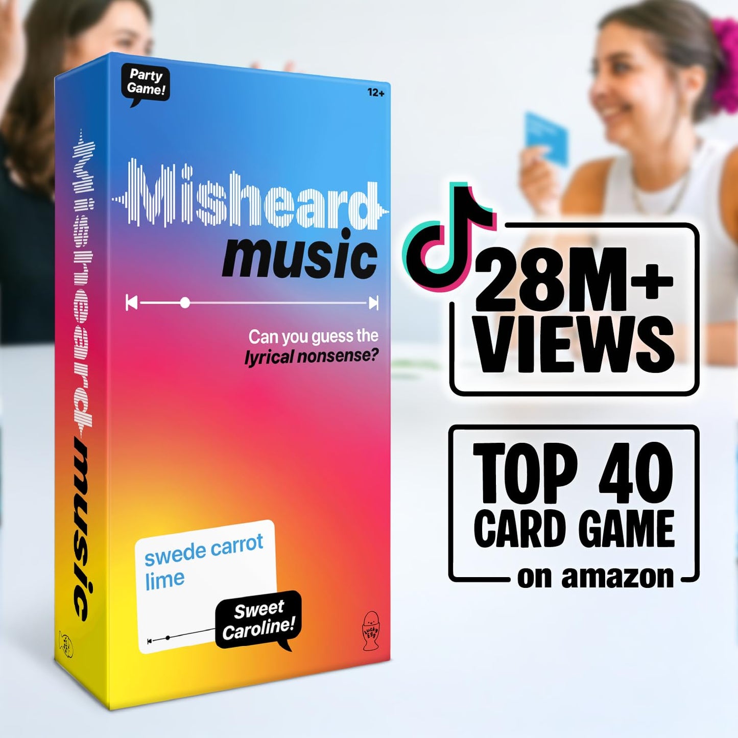 Lucky Egg Misheard Music – Guess The Song or Artist with 500 Lyrical Nonsense Cards – Hilarious Music Games for Adults & Teens – Fun Family Card Games for Karaoke & Party Entertainment