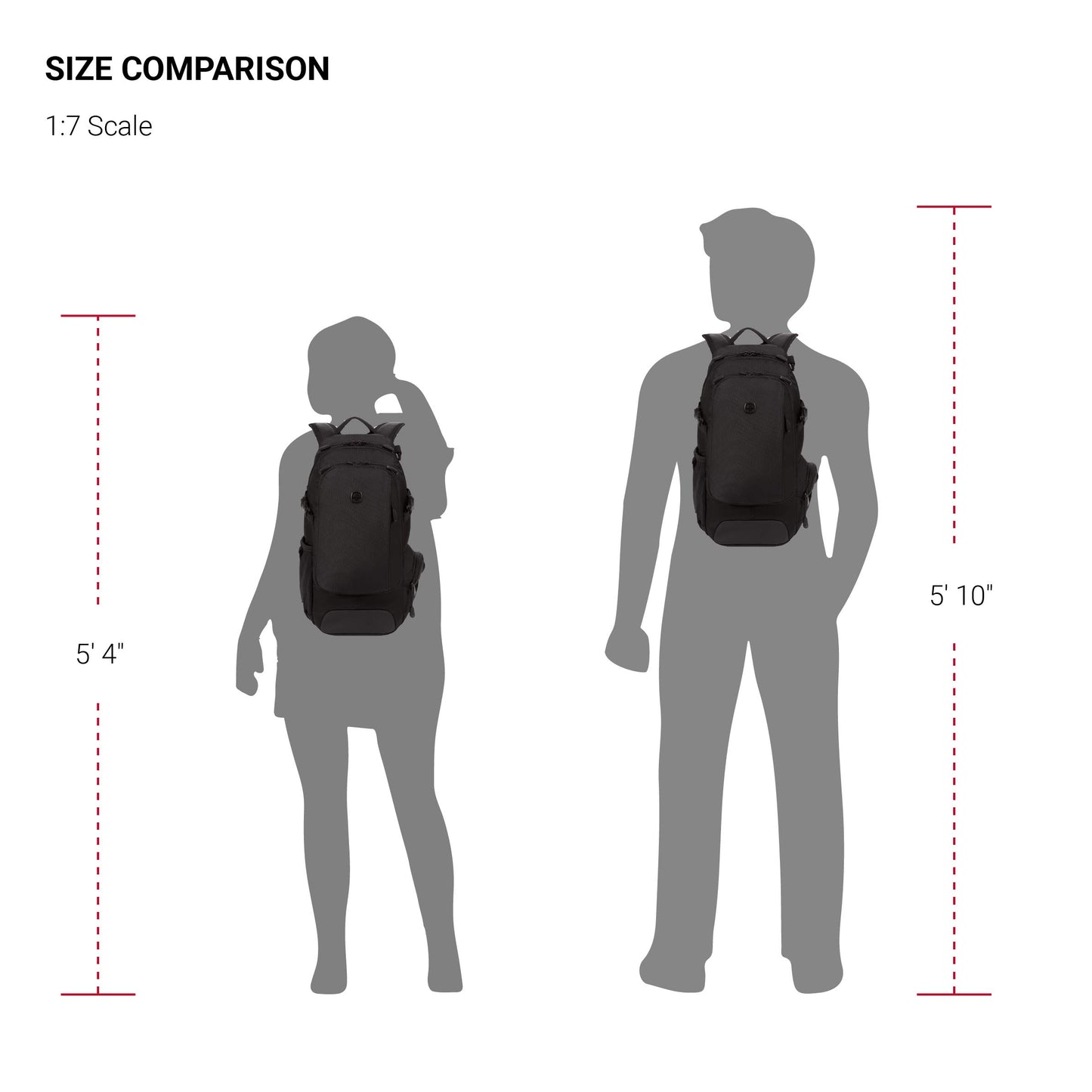 SWISSGEAR Citypack Slim Commuter Backpack with Compact Design for Work & Travel Fits Tablet Only (Not Laptop), Black, 18-Inch