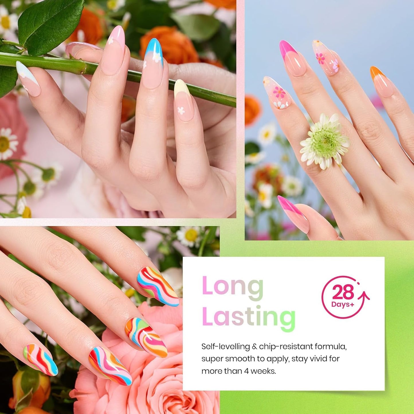 Beetles Gel Nail Polish Kit 36 Colors with 3pcs Base Gel Glossy & Matte Top Coat Easter Nail Art, Summer Spring Pastel Girly Colors Gel Polish Set All Seasons Sparkle Glitters Color Gift for Girls