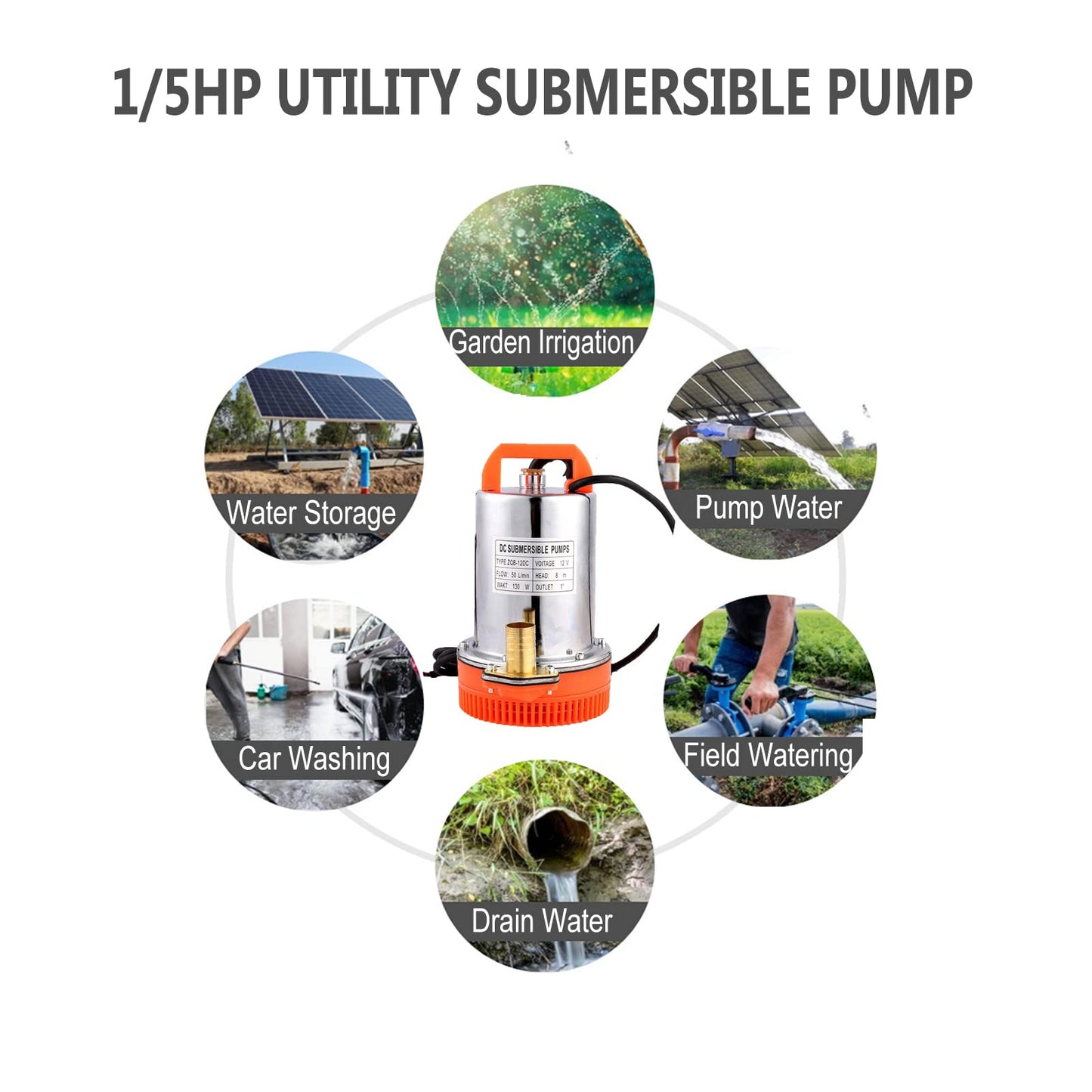 ZHKUO DC 12V Farm & Ranch Solar Water Pump Submersible Well Booster Pump