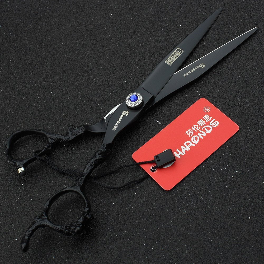 (3 Choices) 7 Inch Salon Professional Hairdressing Scissors Barber Hairstyling Special Tools (7 inch Black)
