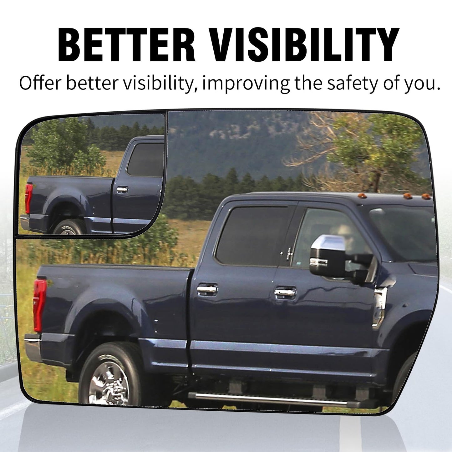 Saihisday BL3Z17K707E Driver Left Side Heated Mirrors Glass, Replacement for Ford F Series 150 2011 2012 2013 2014, Replaces BL3Z17K707E