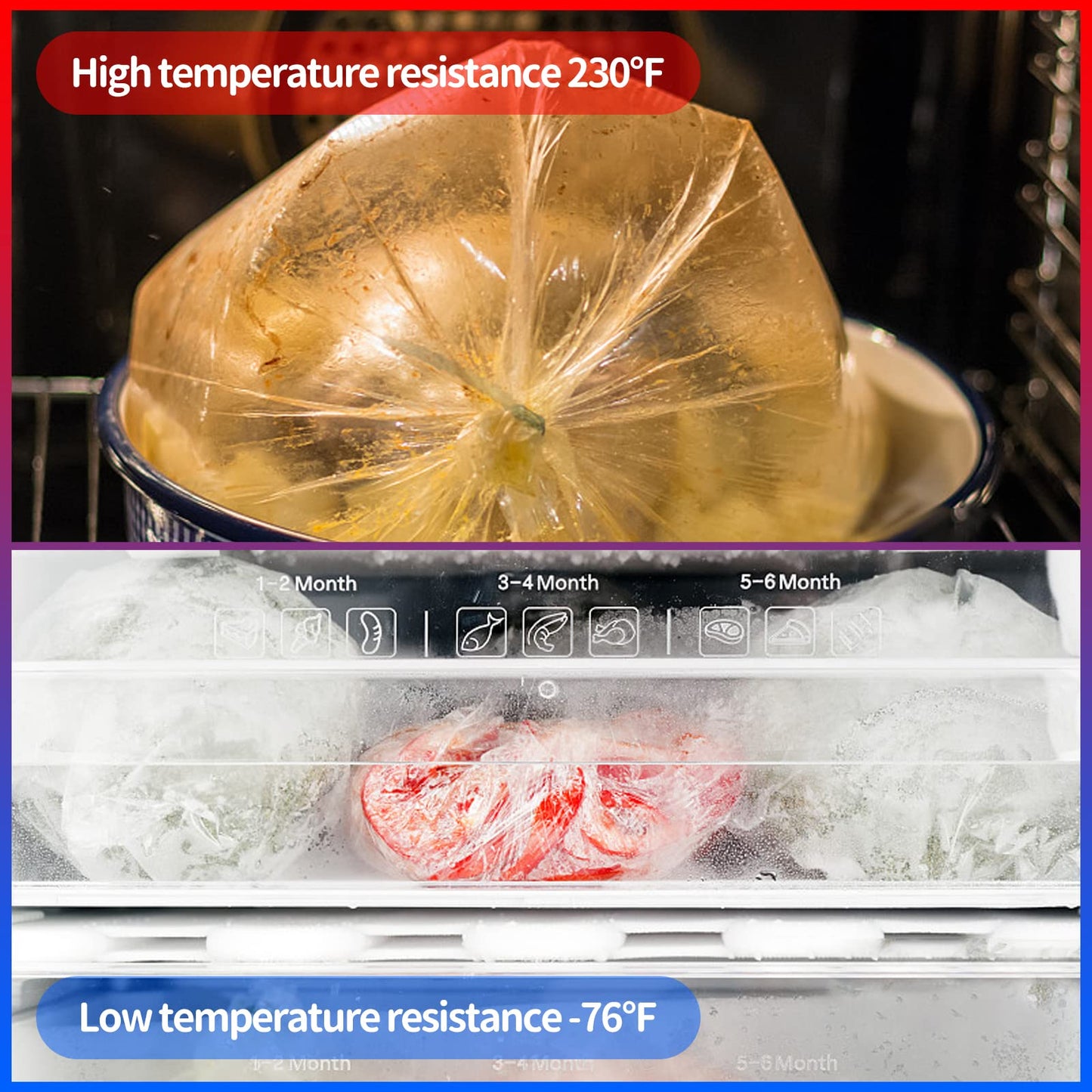 PAPRMA 12” x 20” Plastic Produce Bags 2 Rolls, Clear Food Storage Bags 350pcs on a Roll, Clear Produce Bags for Food Vegetable Bread Fruit Meat