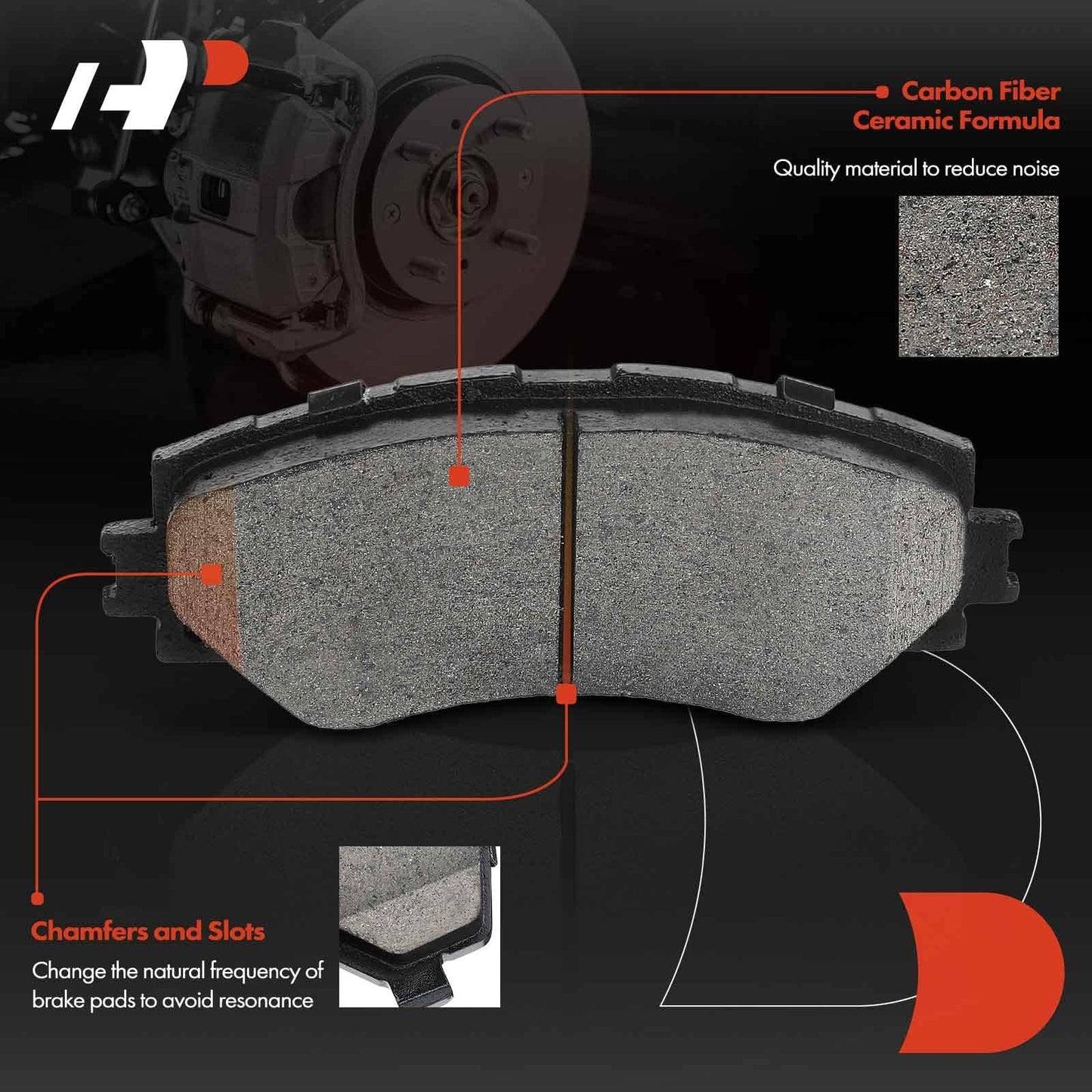 A-Premium Front Ceramic Disc Brake Pads Set Compatible with Select Toyota, Lexus, Scion and Pontiac Models - Corolla, Matrix, Prius V, RAV4, HS250h, xD, xB, Vibe, with Hardware, 4 Pcs