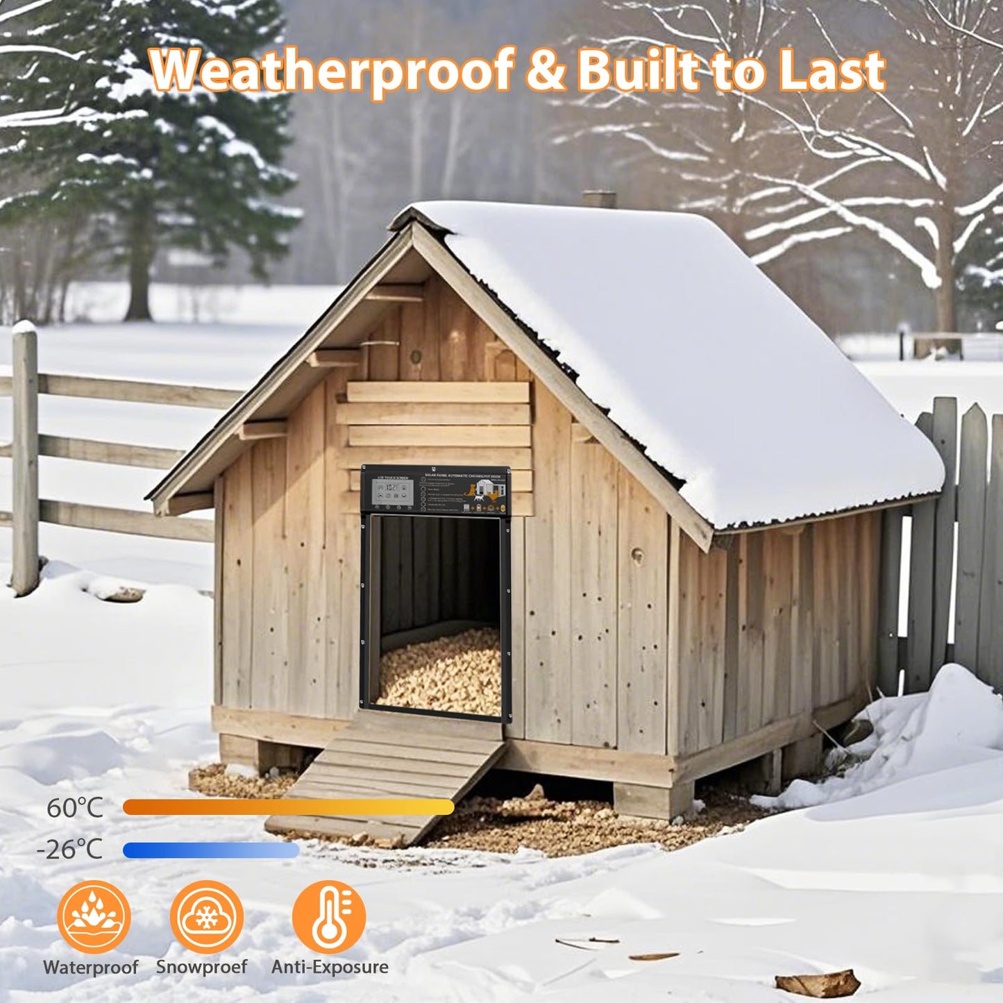 VUEBEE Automatic Chicken Coop Door Solar Powered with Timer & Light Sensor, Motion Sensor, LCD Display & Remote Control, Weatherproof Chicken Door for Chicken, Ducks, Rabbits (13.4"x10" Opening)