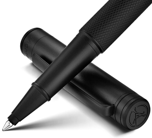 MCNTEIK Luxury Rollerball Pen with Mesh Texture, Schmidt Black Ink Refill, Executive Gift Set for Men&Women, Business Signature Pen, Executive, Office, Nice Fancy Designer Pens, Black