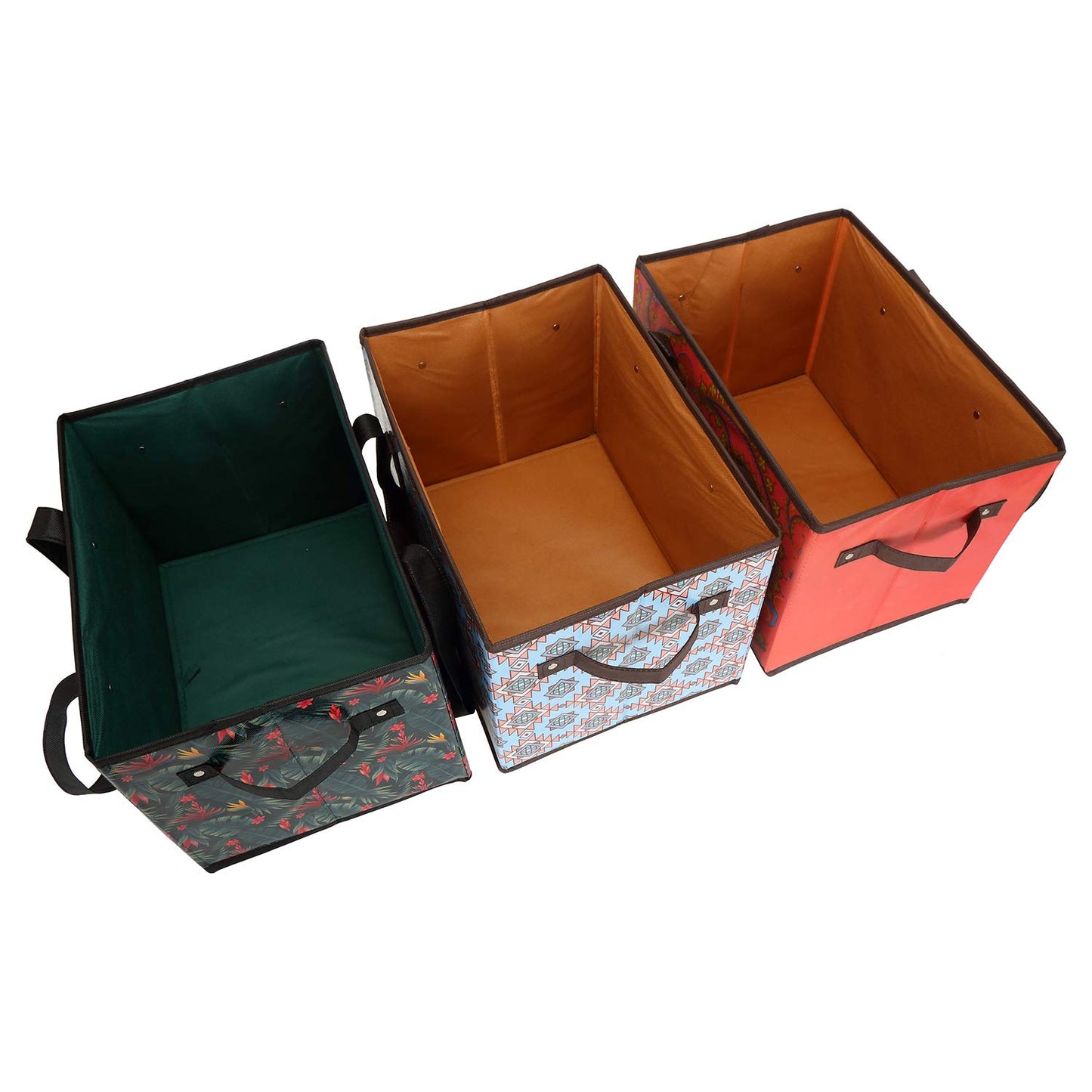 Foraineam Reusable Grocery Bags 3 Pattern Assorted Durable Heavy Duty Grocery Totes Bag Collapsible Grocery Shopping Box Bags with Reinforced Bottom