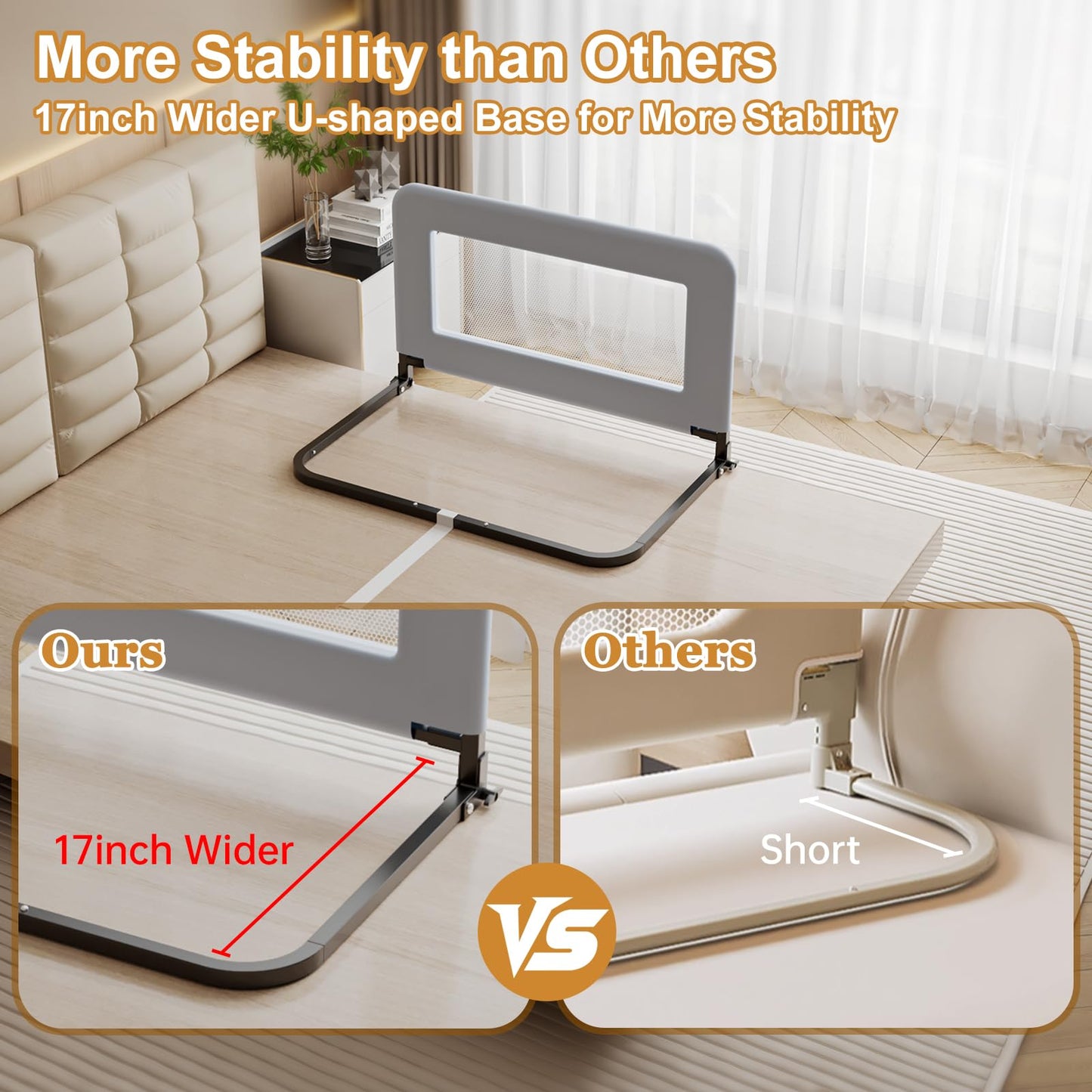 Toddler Bed Guard Rail for Baby - Sturdy Metal Safety Rail for Twin, Crib, Queen, Bunk, Full Side Beds - Kids Guardrail Protector