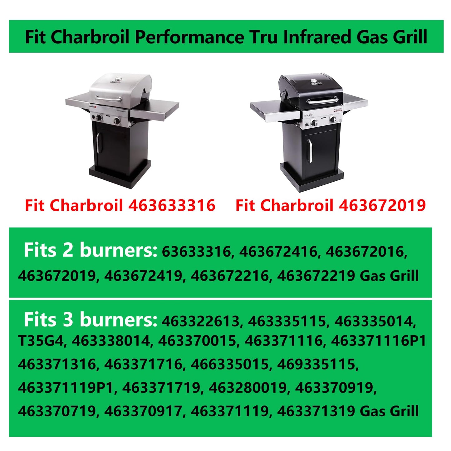 Hongso Grill Grates for Charbroil 2 Burner 463633316 463672416 463672016 463672019 463672419 463672216 Performance Tru Infrared Model, 17 Inch Porcelain Emitter Plates Replacement Part for G460-0500-1