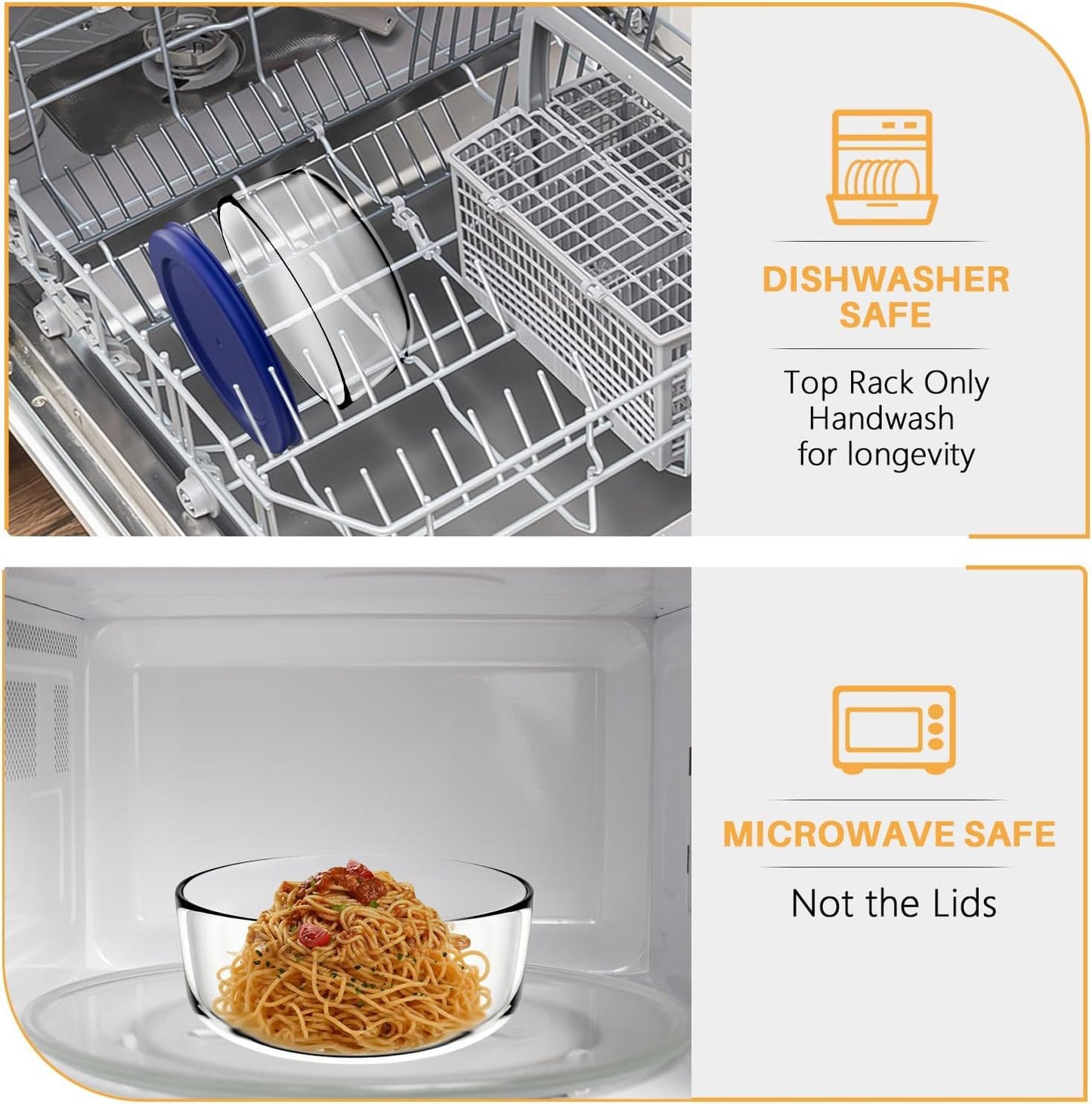 D.M DESIGN•MASTER [8 PACK] - Glass bowl sets with lids. Free meal prep containers for kitchen, leftovers, snacks. BPA-Free lids. Microwave, Dishwasher, Freezer, Oven Safe.