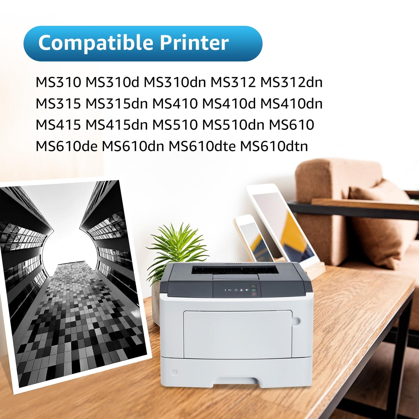 Compatible 50F1H00 Toner Cartridge Replacement for 501H Toner for MS310 MS410 MS510 MS610 MS310d MS310dn MS312 MS312DN MS315 MS315dn MS410d MS410dn MS415 MS415DN MS510dn MS610DN(1 Pack)
