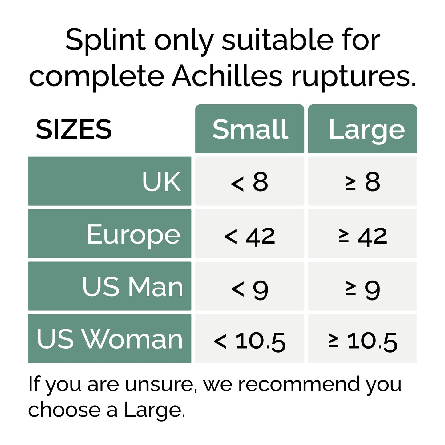 Achilles Tendon RUPTURE Night Splint, ONLY for COMPLETE Achilles tear - BEFORE PURCHASE: 1. Select SIZE & SIDE 2. Check with MEDICAL PROFESSIONAL (Large, Left)