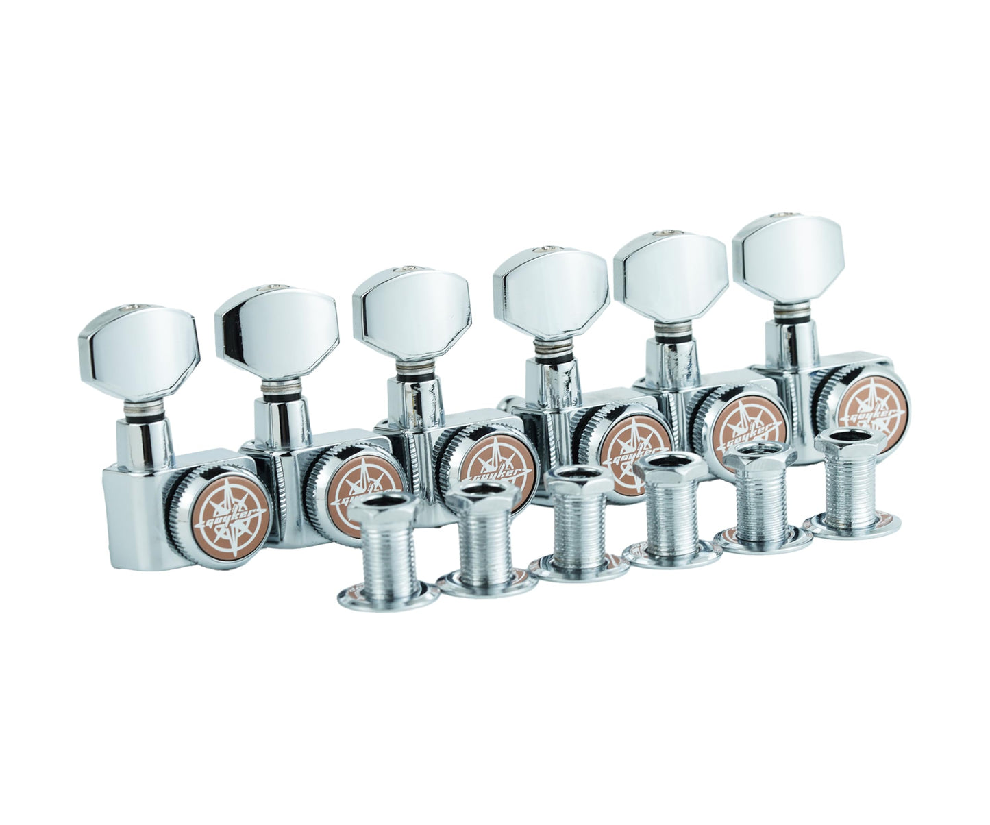 Guyker 6 In-line Guitar Locking Tuners – 1:18 Locking Tuning Key Pegs Tuners – Chrome