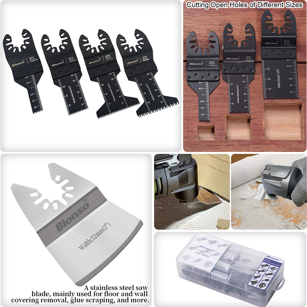 Bionso 35PCS Oscillating Tool Blade, Professional Multi Tool Blades, Universal Titanium Oscillating Saw Blades for Wood Plastics Metal, Multitool Blades Kits Fit Dewalt Ryobi Milwaukee Rockwell More