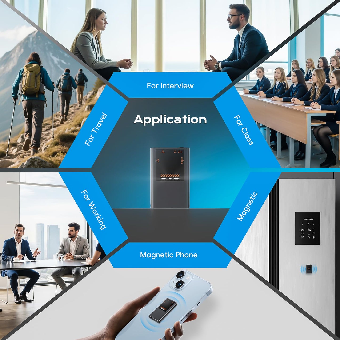 136GB Tallkcoder Magnetic Voice Activated Recorder, 3072Kbps Digital Voice Recorder with AI-Noise Cancellation, 9600Hours Tap Recording Device with Playback for Lectures Meetings Intervie Work