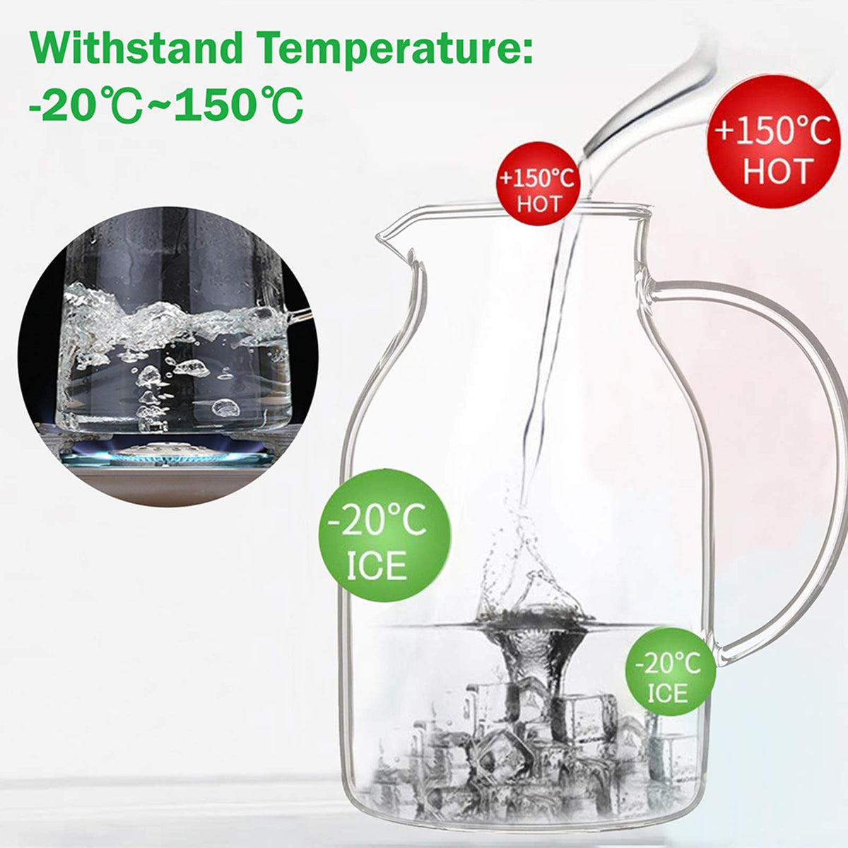 Abdodar 88oz Glass Pitcher with Lid and Spout - High Heat Resistance for Hot/Cold Water & Iced Tea (2.6L)
