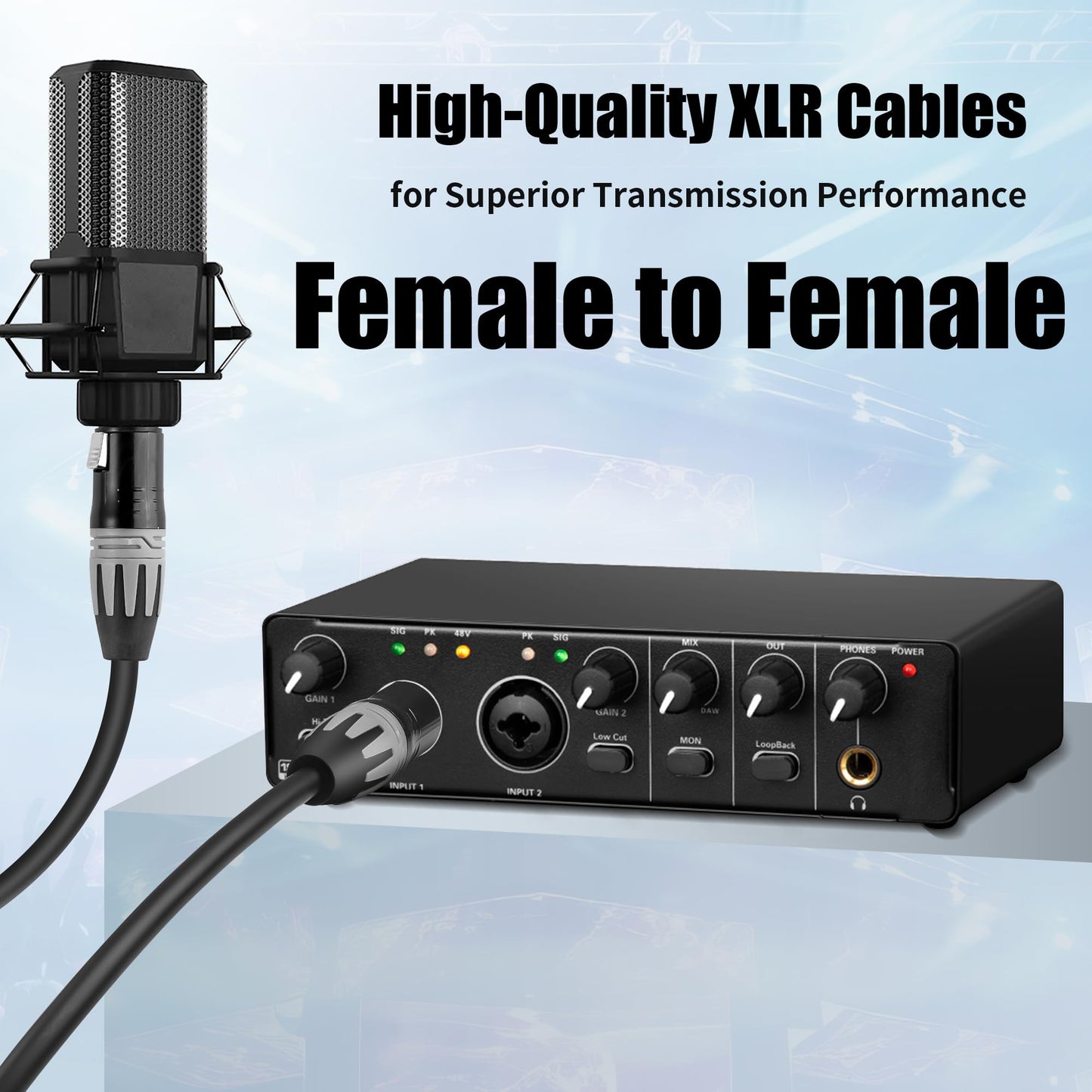 SMALL-EYE XLR Cables 25 Ft 3-Pin XLR Female to Female Microphone Cables Pro Grade 22 AWG (OFC) Balanced XLR Patch Cables- 2 Pack