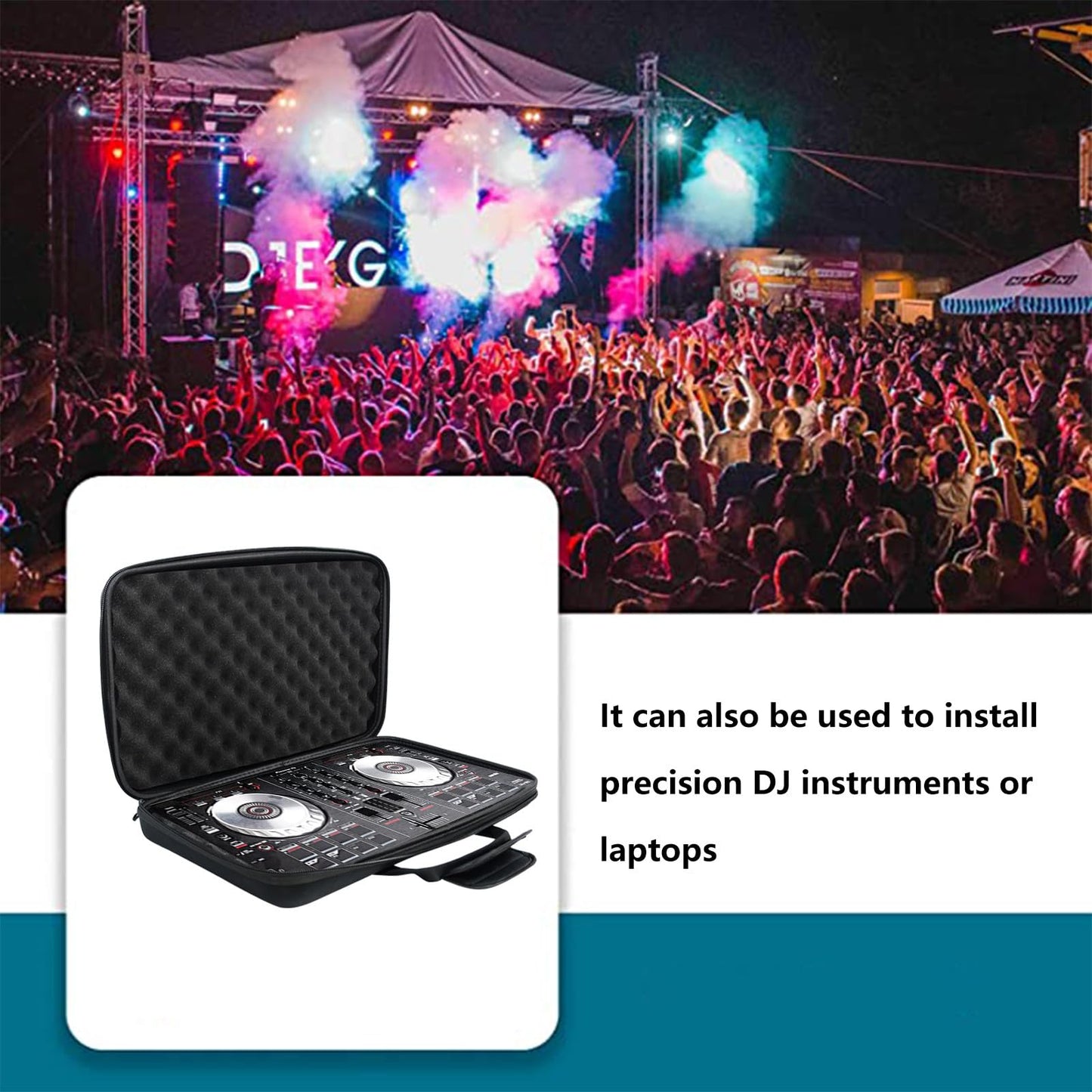 AKOZLIN DJ Controller Bag Fits for Pioneer DDJ-FLX4/ DDJ-400/ DDJ-SB2/ DDJ-SB3 / DDJ-RB Padded Hard Case DJ Controller Carrying Case