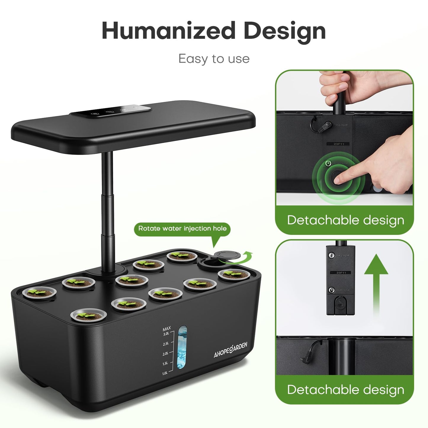 10 Pods Indoor Garden Hydroponic Growing System: Plant Germination Kit Aeroponic Vegetable Growth Lamp Countertop with LED Grow Light - Hydrophonic Planter Grower