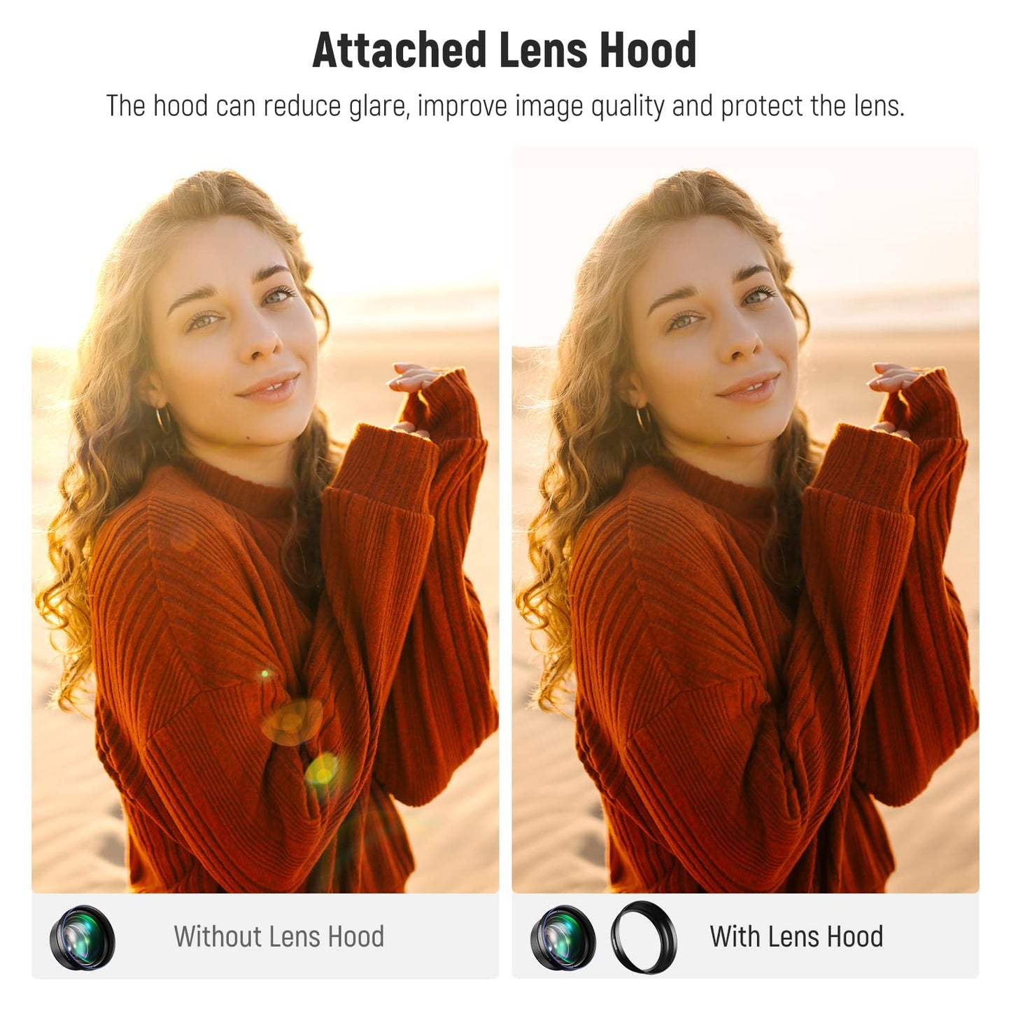 NEEWER HD 85mm Telephoto Phone Lens Only for 17mm Thread Backplate, 2.5X Magnification Compatible with SmallRig Phone Cage NEEWER Case for iPhone Samsung with 17mm Lens Adapter & Lens Hood, LS-59
