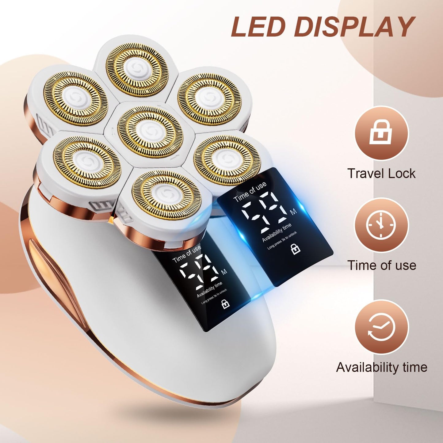 2-in-1 Electric Razors for Women, Wet/Dry 7D Rechargeable Rotary Shaver for Legs, Water Resistant Grooming Kit - Electric Razors for Women, Facial Hair Removal, Bikini Trimmer, Lips - Gentle Hair Remo