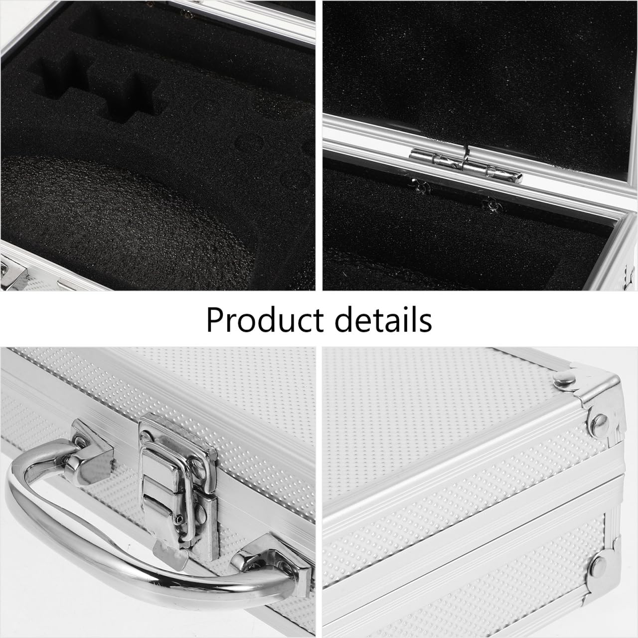 Silver Aluminum Tool Box with Lock - Portable Metal Storage Box - Lightweight Carrying Case Silver Aluminum Case with Foam for Crafts Car Tools