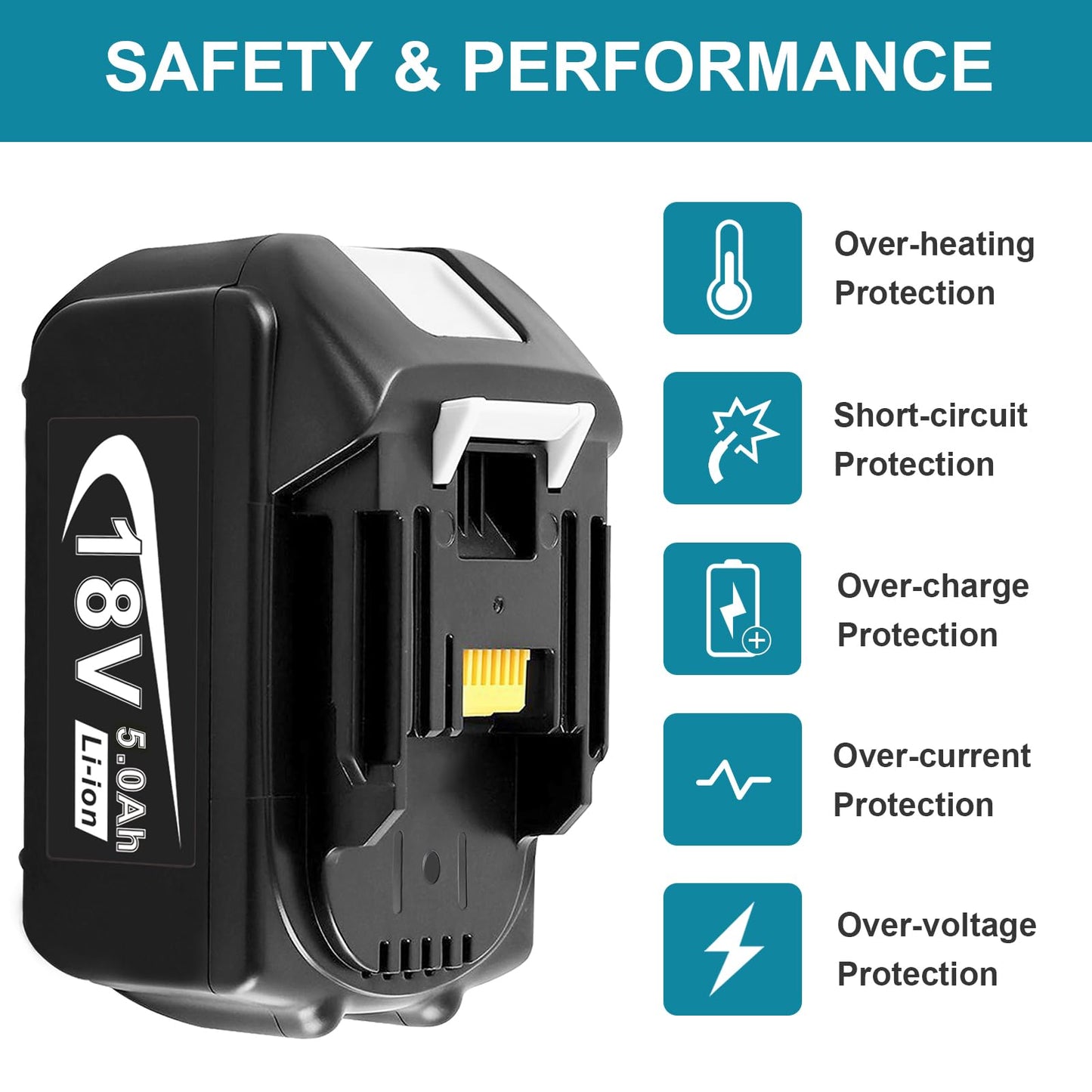 TREE.NB 18V 5Ah BL1850 Battery Replacement for Makita 18V Battery BL1830 BL1840 BL1860 BL1845 BL1815 BL1820 BL1860B 18V Batteries Compatible with Makita 18V Cordless Tools (2Pack)