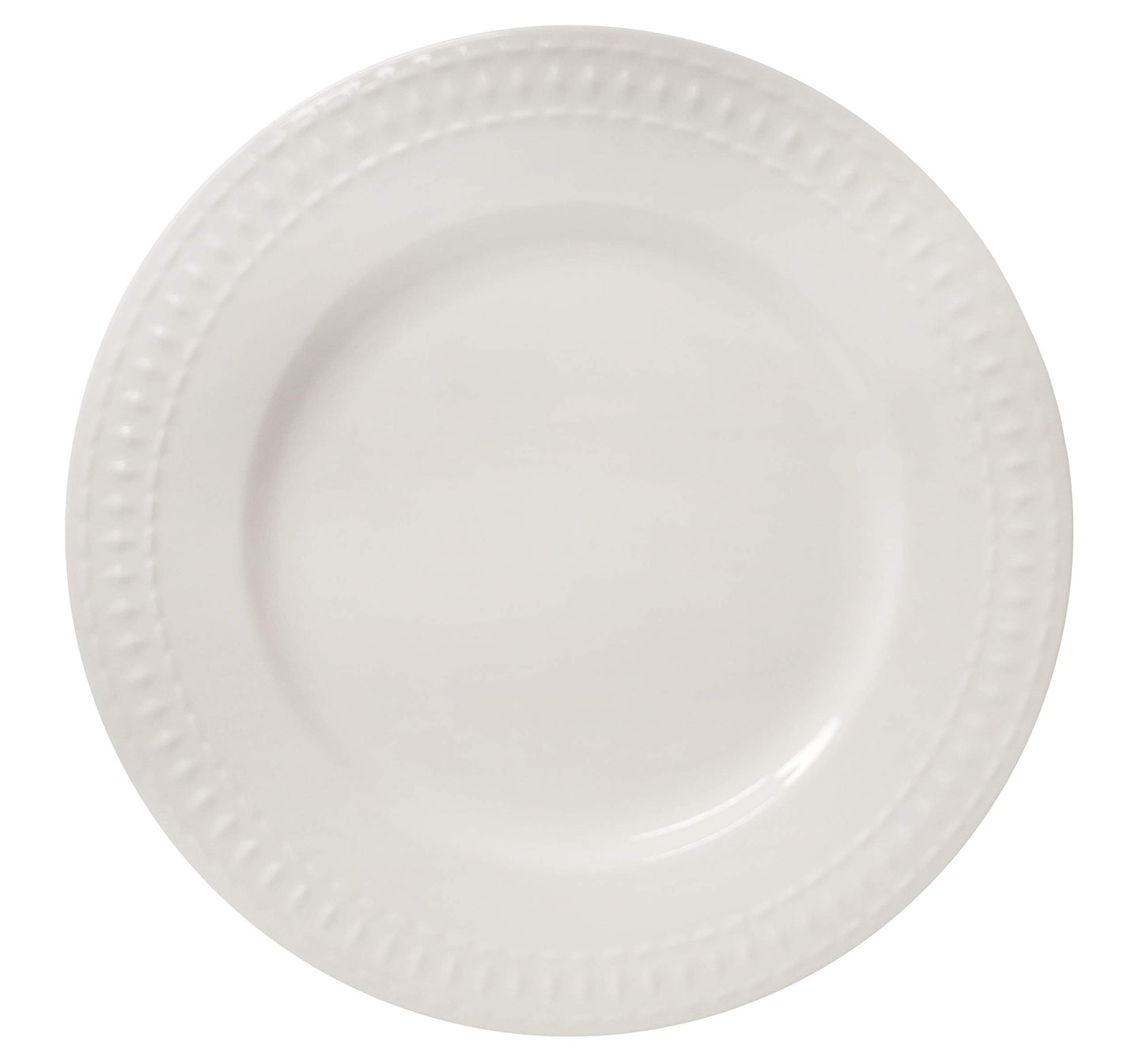 Tabletops Gallery Embossed White Porcelain Round Dinnerware - Bloom 12 Piece Dinnerware Set