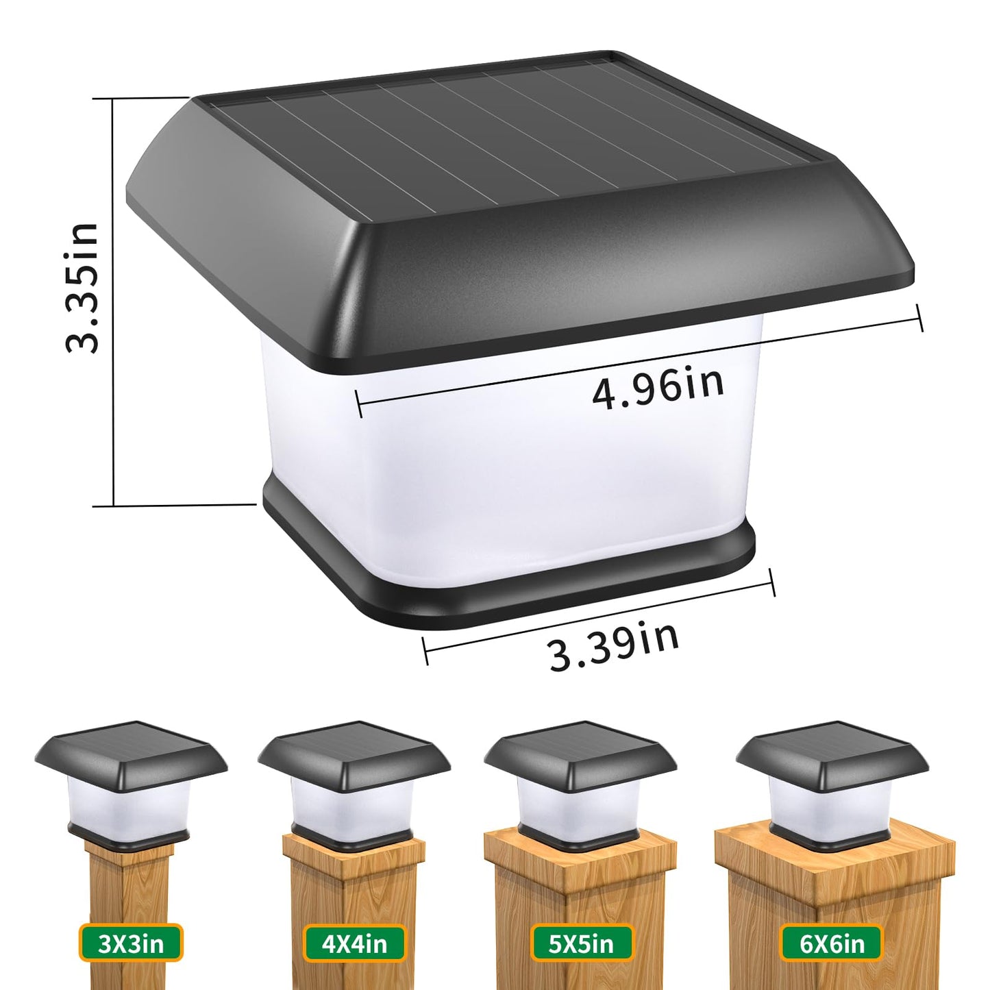 intelamp Solar Post Cap Lights, Outdoor Fence Post Lights Solar Powered Caps for Deck, Patio, Garden Decor, Warm White High Brightness LED Lighting,Lamp Fits for 4x4 5x5 6x6 Wooden Posts