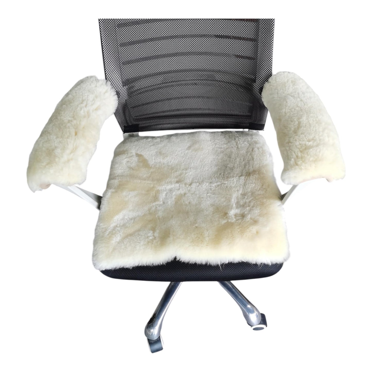 DUMI Premium Medical Grade 100% Natural Sheepskin Wheelchair Cushion Set - 3-Piece Orthopedic Seat Pad & Armrest Covers with Non-Slip Grip, Pressure Sore Prevention & Pain Relief, Washable & Reusable