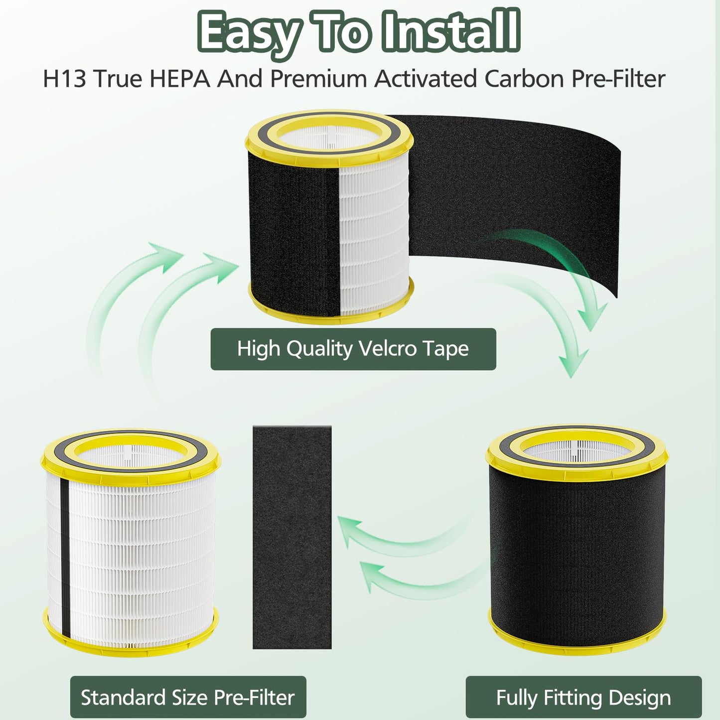 FLT4700 HEPA Filter M Replacement Compatible with G-Guardian AC4700 AC4700BDLX AC4711W AC4625 AC4625WDLX Air Purifier FLT4700 FLT47CB4, 2 HEPA + 4 Activated Carbon Filter (2+4)