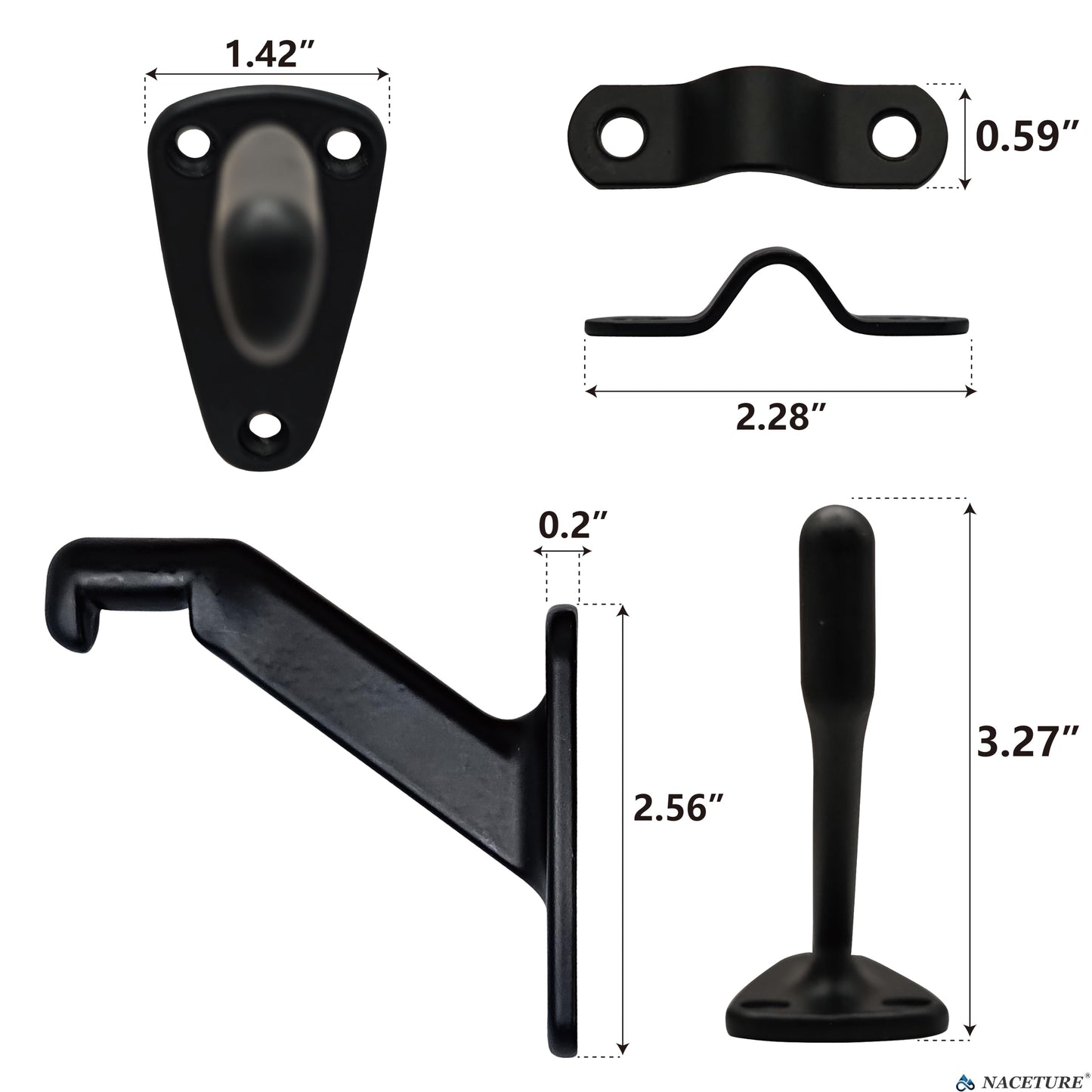 Hand Rail Brackets for Stairs- 6 Pcs Heavy Duty Black Handrail Brackets for Indoor Stairs or Outdoor Stairs Support, 3 Inch Hand Railing Brackets, Banister Brackets for Stairways Stair Railing Indoor