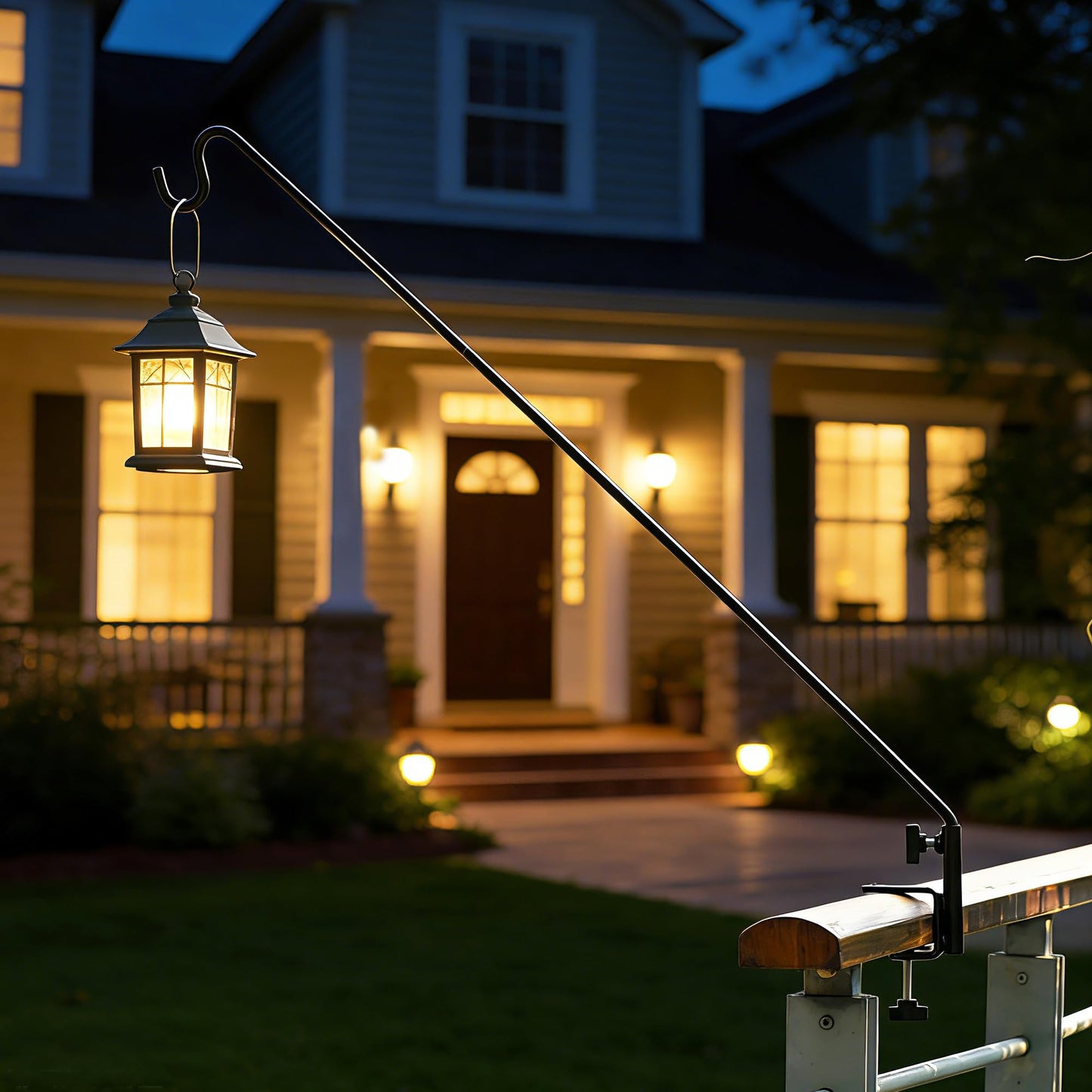 ERYTLLY Extended Reach Deck Hook Wall Pole Wall Mounted Deck Hook Extensible and Adjustable 28 inch to 43 inch Wall Bracket for Hanging Bird Feeder,Plants,Wind Chimes,Lanterns 2 Packs