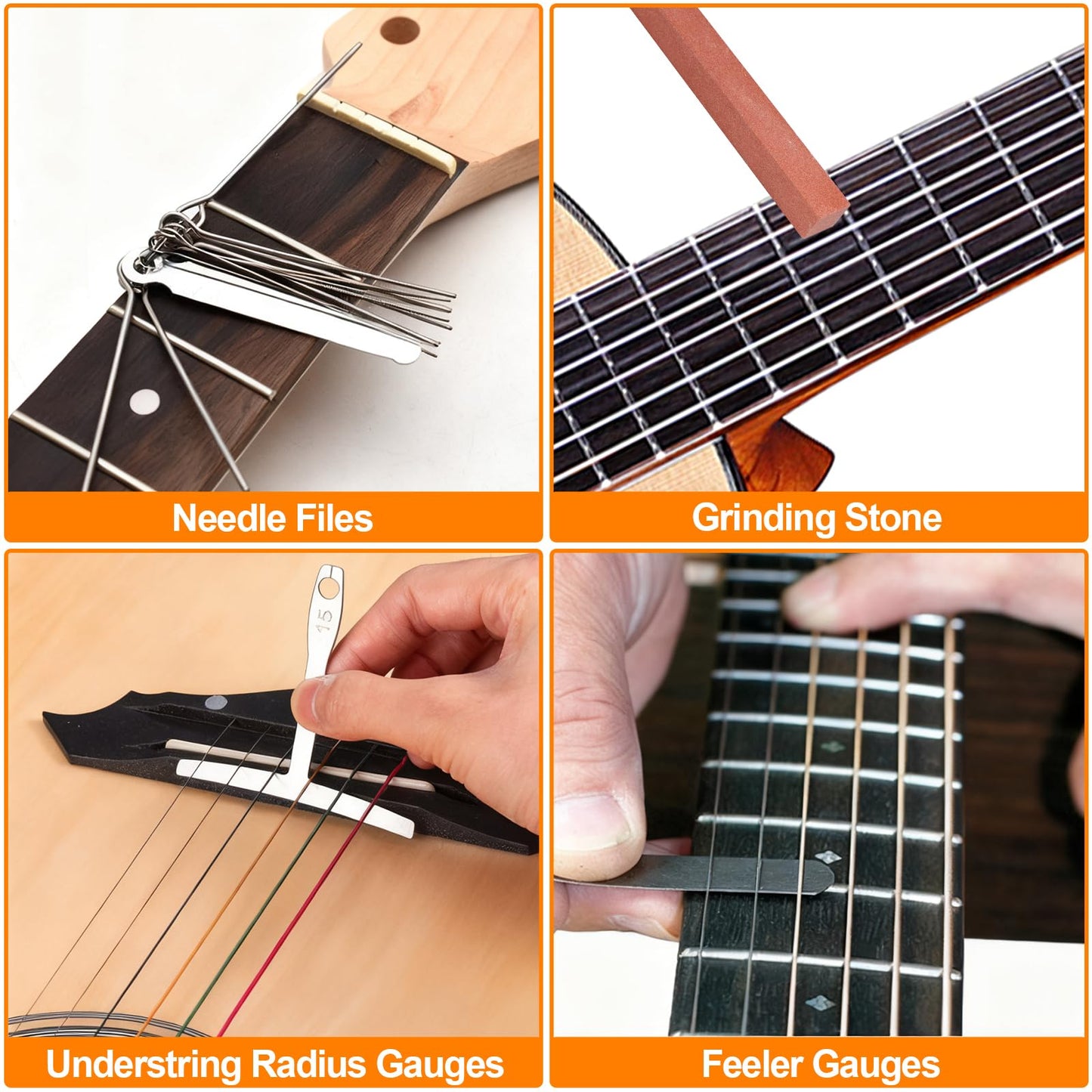 132 PCS Guitar Repair Maintenance Tool Kit, Guitar Repair Tool Kit with Carry Bag, Intonation Adjustment and Repairing, Cleaning Maintenance Accessories Set for Acoustic Electric Guitar Bass Ukulele