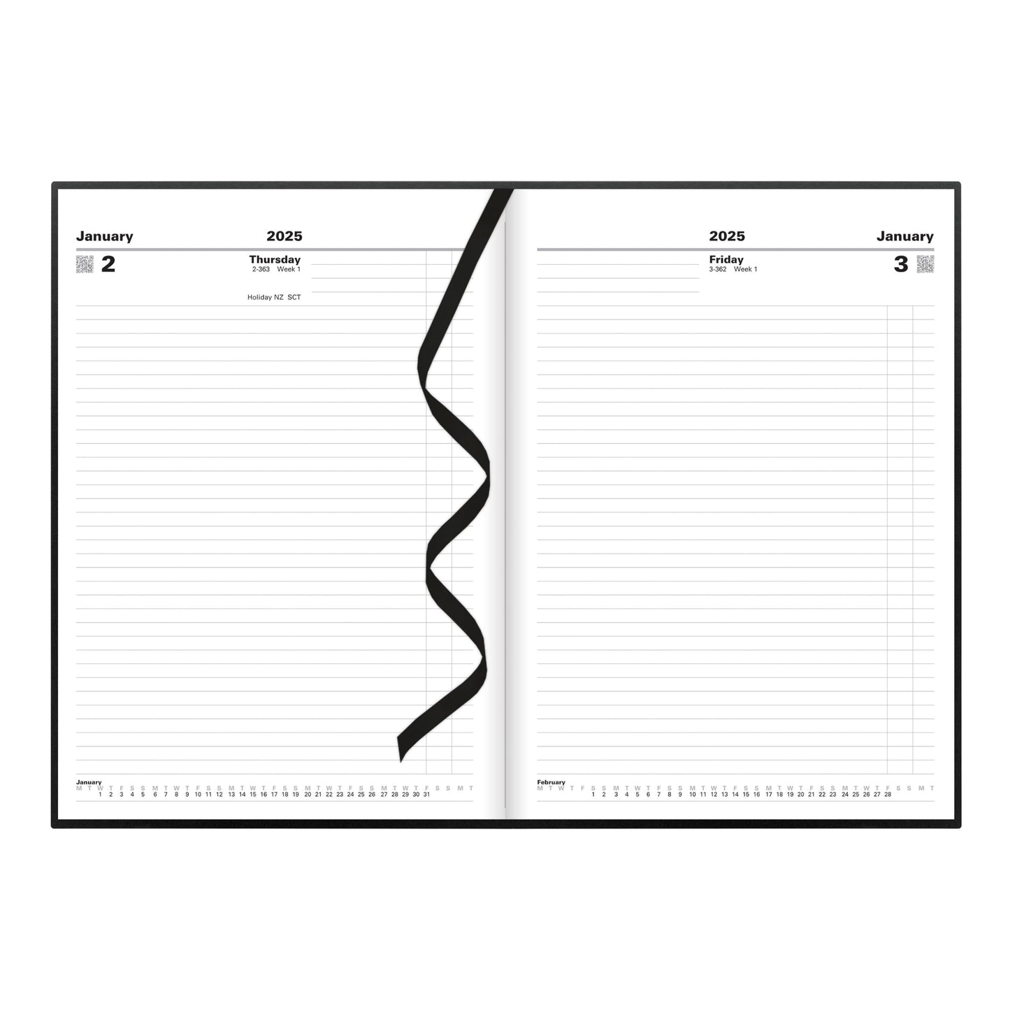 Letts of London® Standard 2025 Daily Planner, 12 Months, January to December, Day-Per-Page, A4 Size, 11.75" x 8.25", English. Black (C10ZBK-25)
