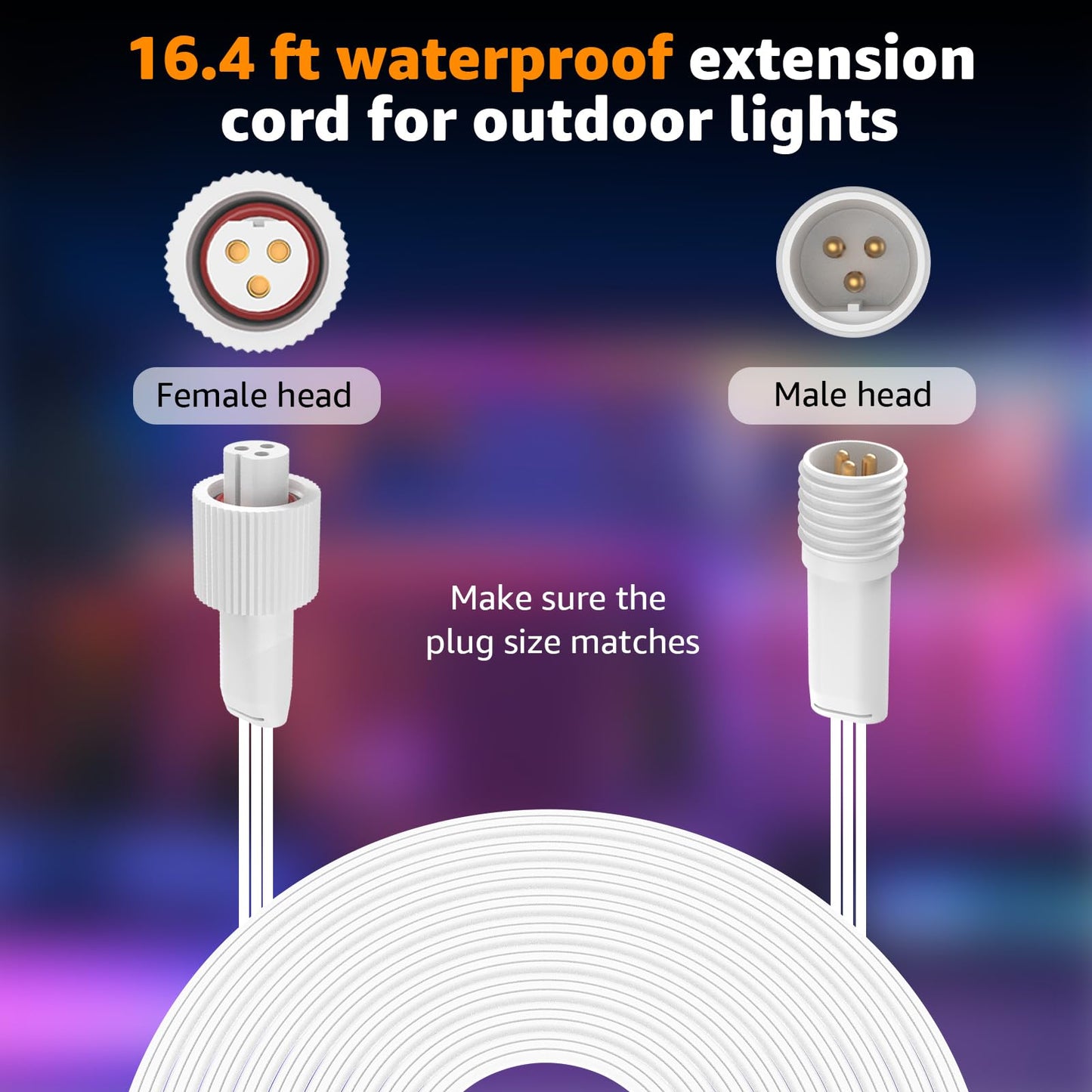 Norward Cable for Govee Permanent Outdoor Lights, IP68 Waterproof Power Cord, Compatible with Govee H705A H705B H705C and Other Outdoor Lighting Systems (16FT)