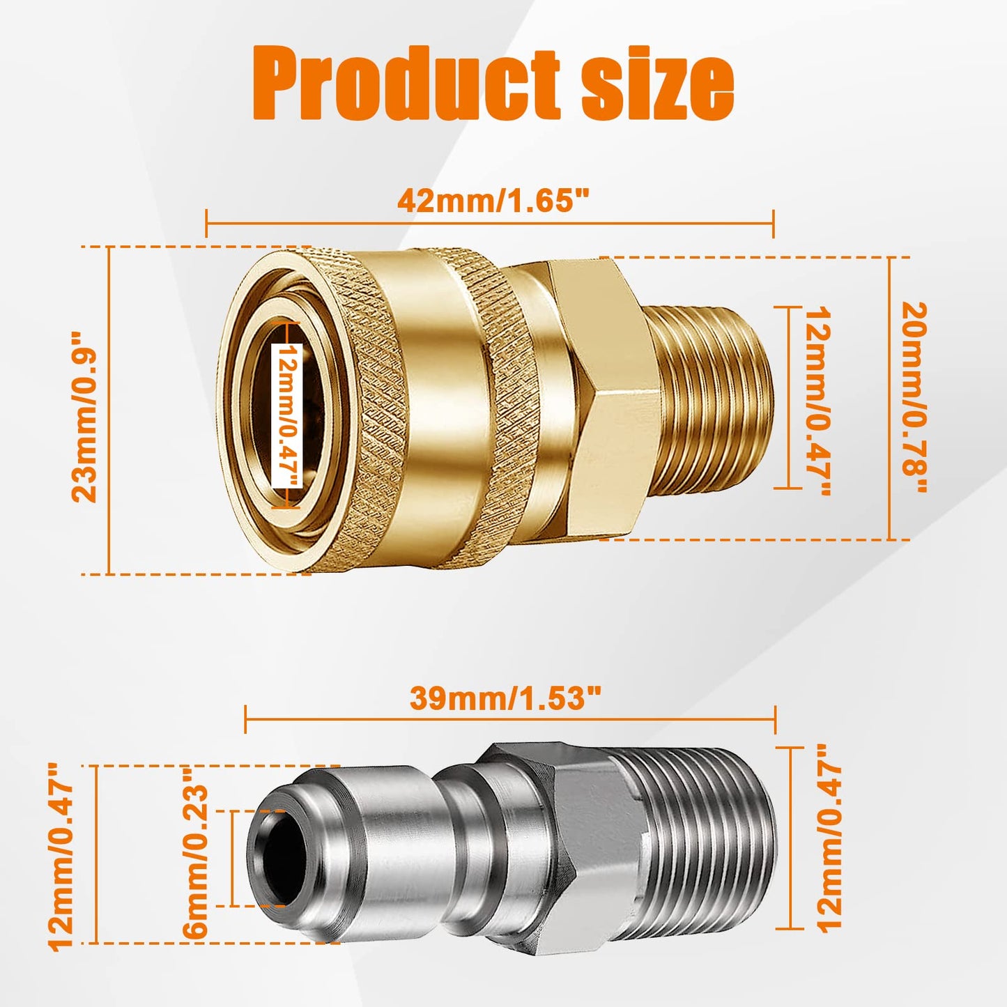 4 Pairs NPT 1/4 Inch Pressure Washer Quick Connect Couplers - Male Female Connector Fittings Adapters, External Thread