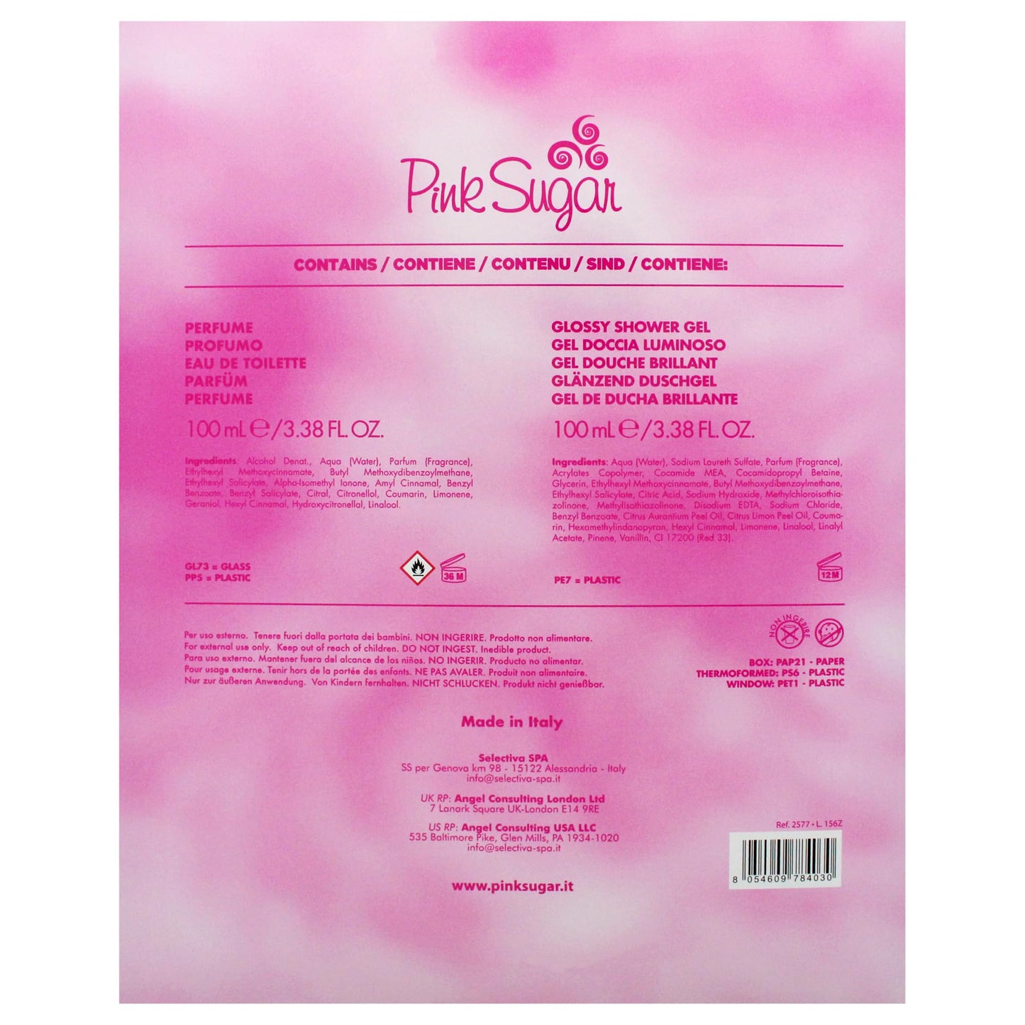 Aquolina Pink Sugar for Women - 2 Pc Gift Set 3.4oz EDT Spray, 3.4oz Glossy Shower Gel