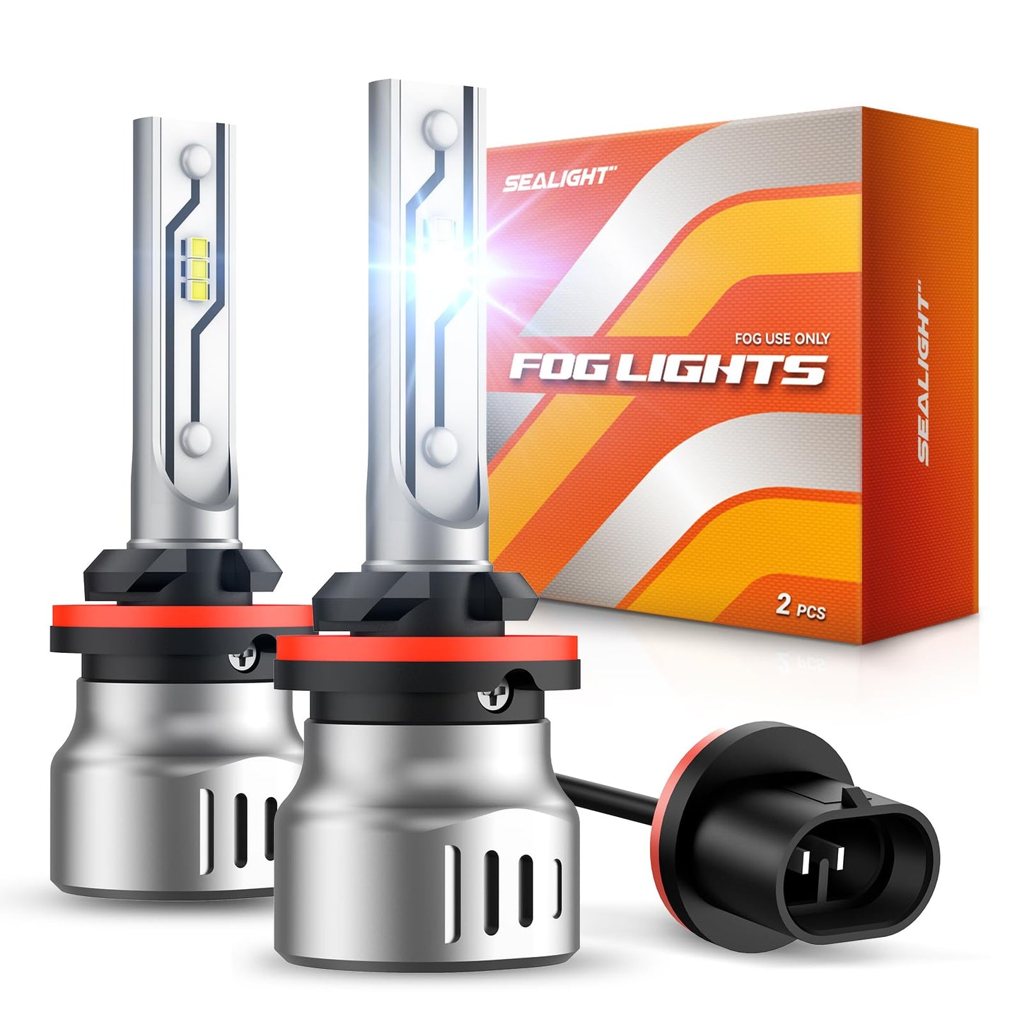 SEALIGHT 880 LED Fog Light Bulbs, 12000LM 893 899 880 885 Fog Lights LED Bulbs 600% Brightness Upgrade, F5 1:1 Size 100% Successful Installation for Trucks Cars, Pack of 2
