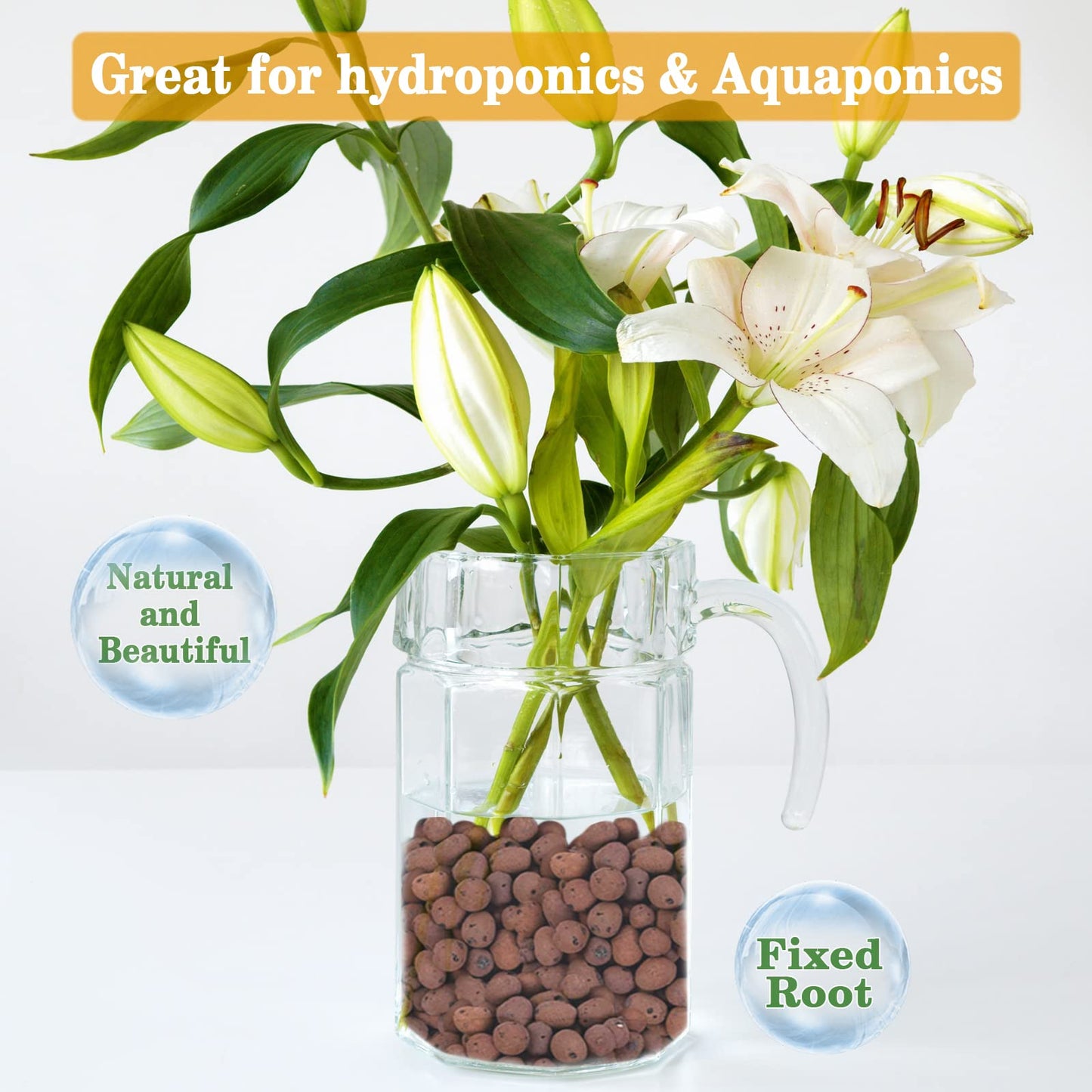 Legigo 10 LBS Organic Expanded Clay Pebbles, 4mm-16mm Lightweight Clay Leca Balls for Plants, Natural Hydroton Clay Pebbles for Hydroponic & Aquaponics Growing, Orchid Potting Mix, Drainage