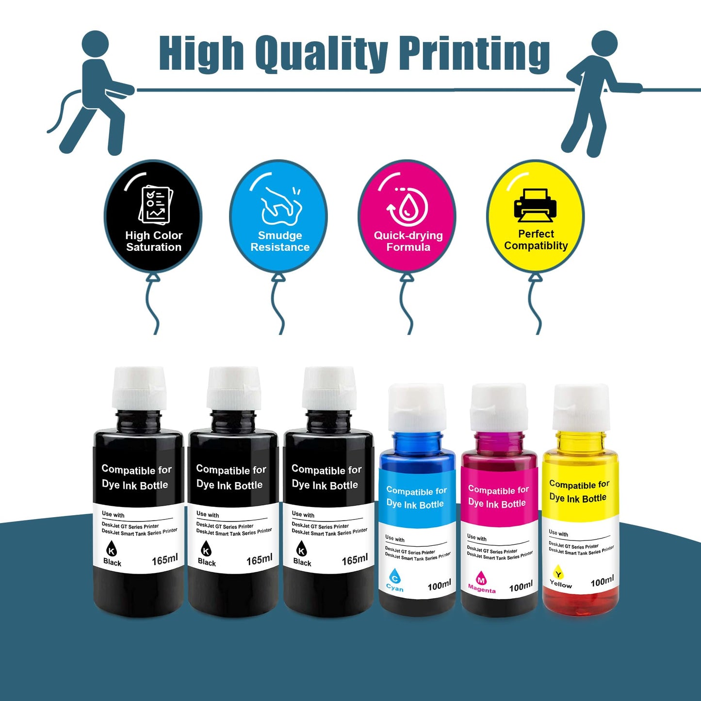Mutikor Compatible Replacement for Hp 31 32 XL Ink Bottle Set for Smart Tank Plus 551 555 651 655, 7301 7602 7001 6001 5101 HP Printers Ink 31 and 32 XL(3Black, 3Color)