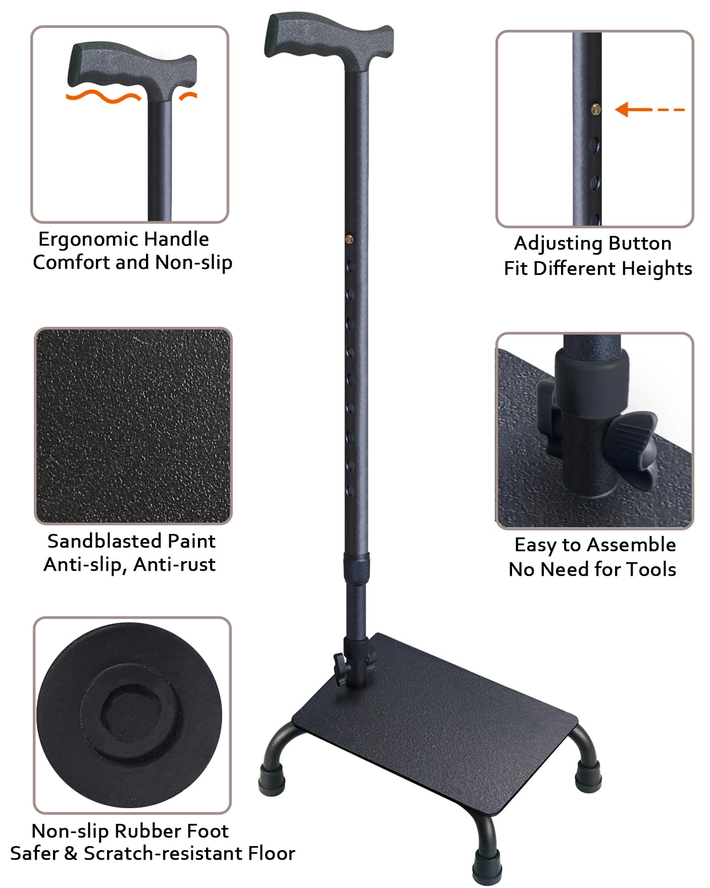 Aliseniors Enhanced Stair Climbing Cane - Upgraded Half Step Stair Lifts Seniors Step Helper for Easy Walking Up and Down Stairs - Adjustable Stair Steady Stairs Assist Aid for Men Women Elderly