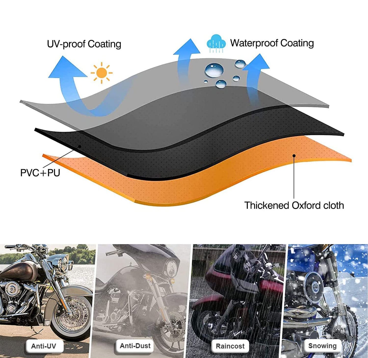 Comnova Motorcycle Cover 104 Inch, 600D Universal Motorcycles Cover Waterproof with Lock-Holes All Season, Large Motorbike Vehicle Scooter Cover for Harley Davidson, Honda, Suzuki, Kawasaki, Yamaha