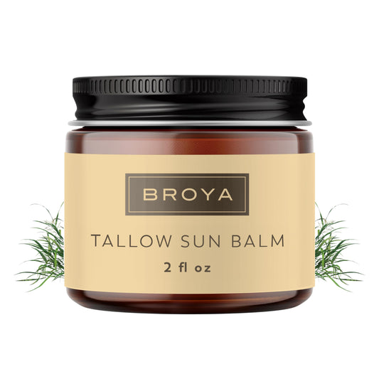 Broya Tallow Sun Balm – Mineral Face & Body Balm with 20% Non-Nano Zinc Oxide – 100% Grass-Fed Beef Tallow Moisturizer – Skin Support with Vitamins A, D, E, K – Fragrance-Free – 2 fl oz