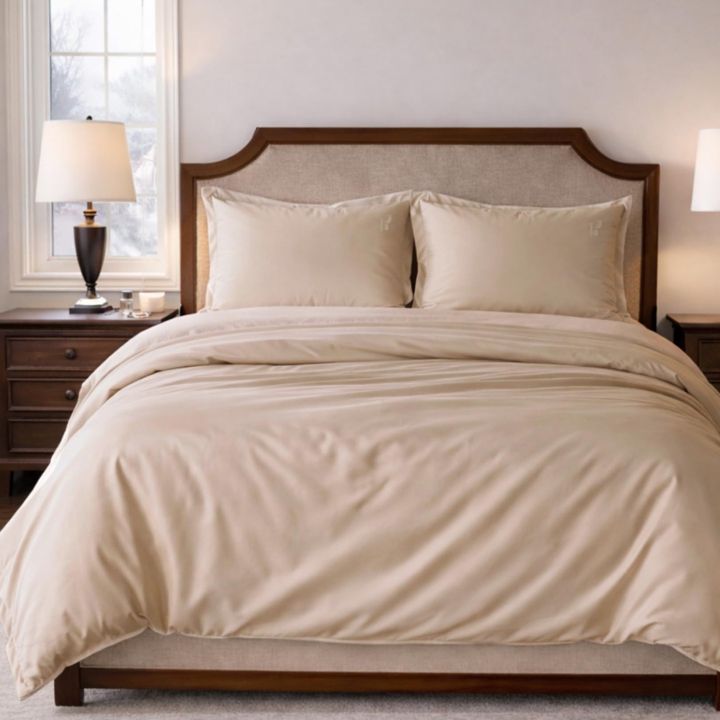100% Austrian Eucalyptus Tencel Duvet Cover Queen, Luxury Cooling Comforter Cover Set 8 Corner Loops, 1 Oversized Hotel Duvet Cover, 2 Shams, Silky Soft, Lightweight (Oat Milk, 3PC Queen)