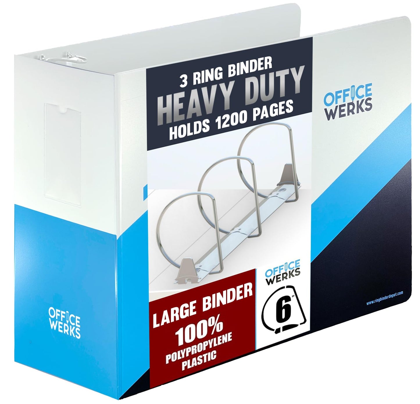 Performore 6 Inch Locking Angle D-Ring Binder Heavy Duty Poly Binder with Printed Design, Secure Locking 3 Rings, Spine Label Holder, Non-Customizable Cover, Holds 8.5" x 11" Paper, 1 Pack