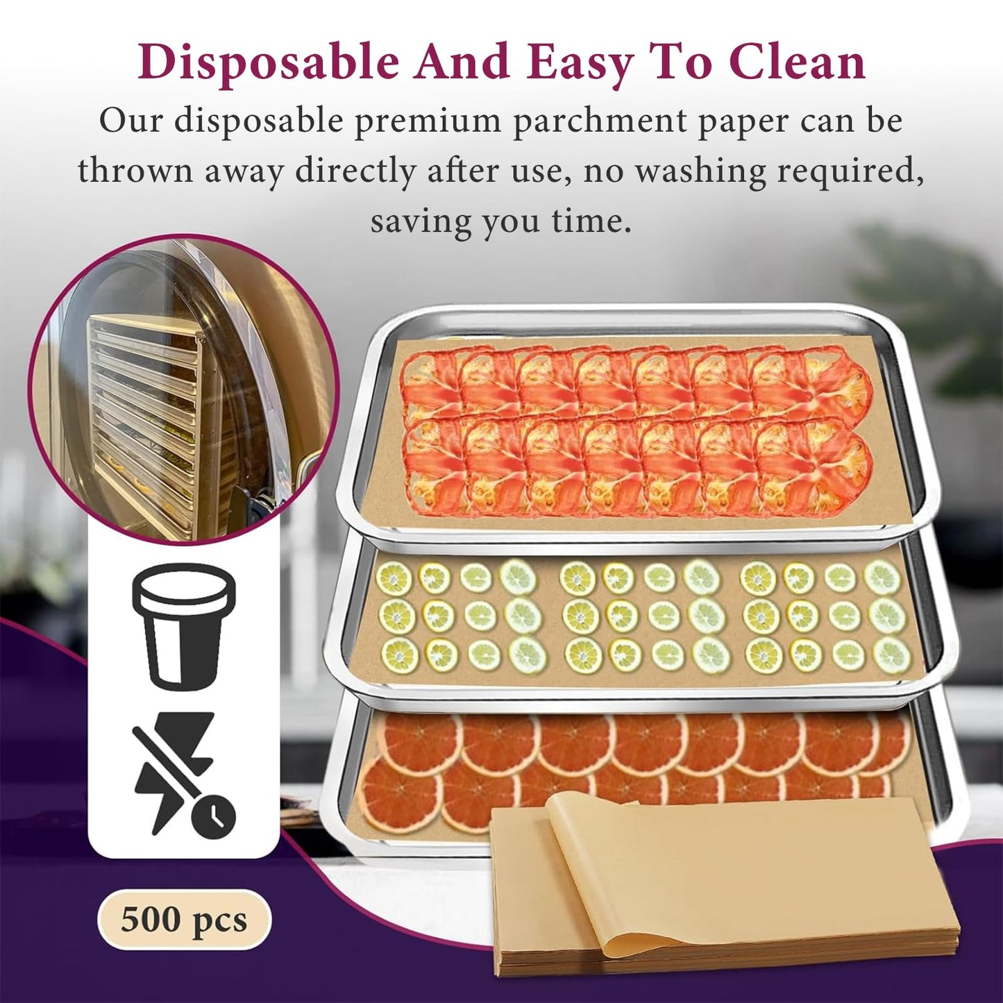 500 Packs Parchment Paper Sheets for Harvest Right Freeze Dryer - Harvest Right Freeze Dryer Accessories for Large Trays, Parchment Sheets, Freeze Dryer Tray Mats for Harvest Right(19-3/4"x8-7/16")