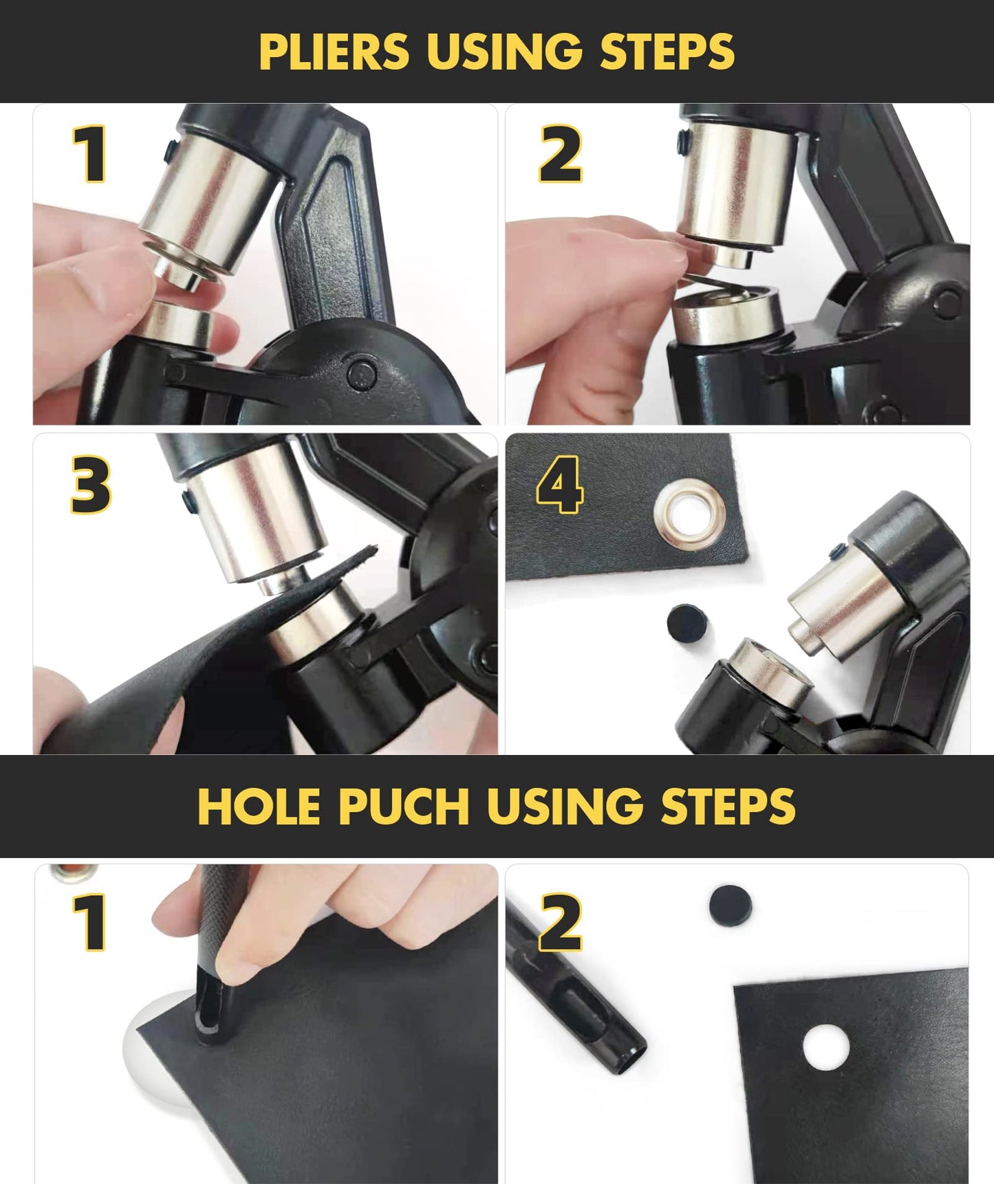 HAPDEN Grommet Tool Kit, Handheld 3/8 inch Eyelet Kit Manual Grommet Press Machine with 500 pcs 10 mm Grommets